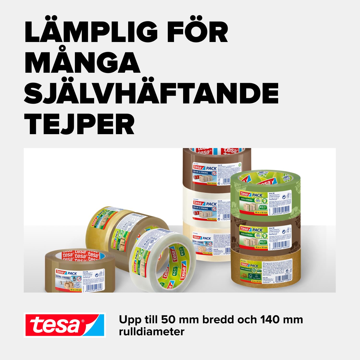 Detalle 2 de tesa tesapack STRONG packtejpset med handdispenser, 2 rullar 66 m x 50 mm