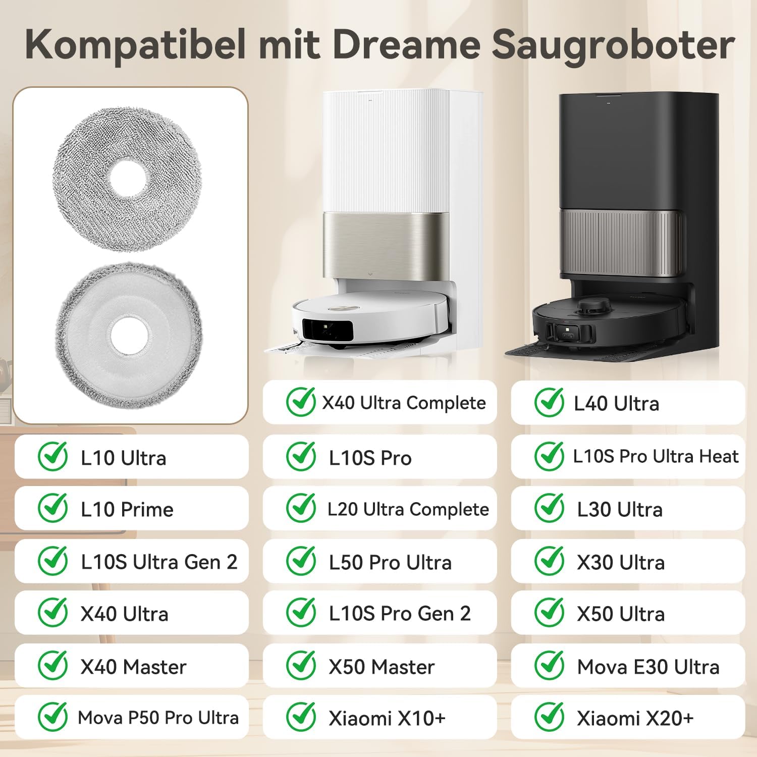 Thumbnail 1 de 6er Set Wischtücher Mikrofaser für Dreame Roboter 🧽