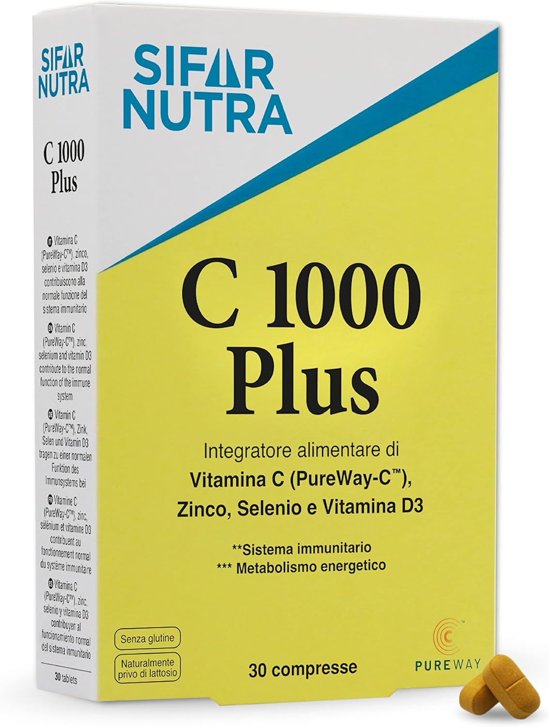 Detalle de Sifar Nutra C 1000 Plus : Vitamine C PureWay-C, D3, Zinc et Sélénium – 30 comprimés