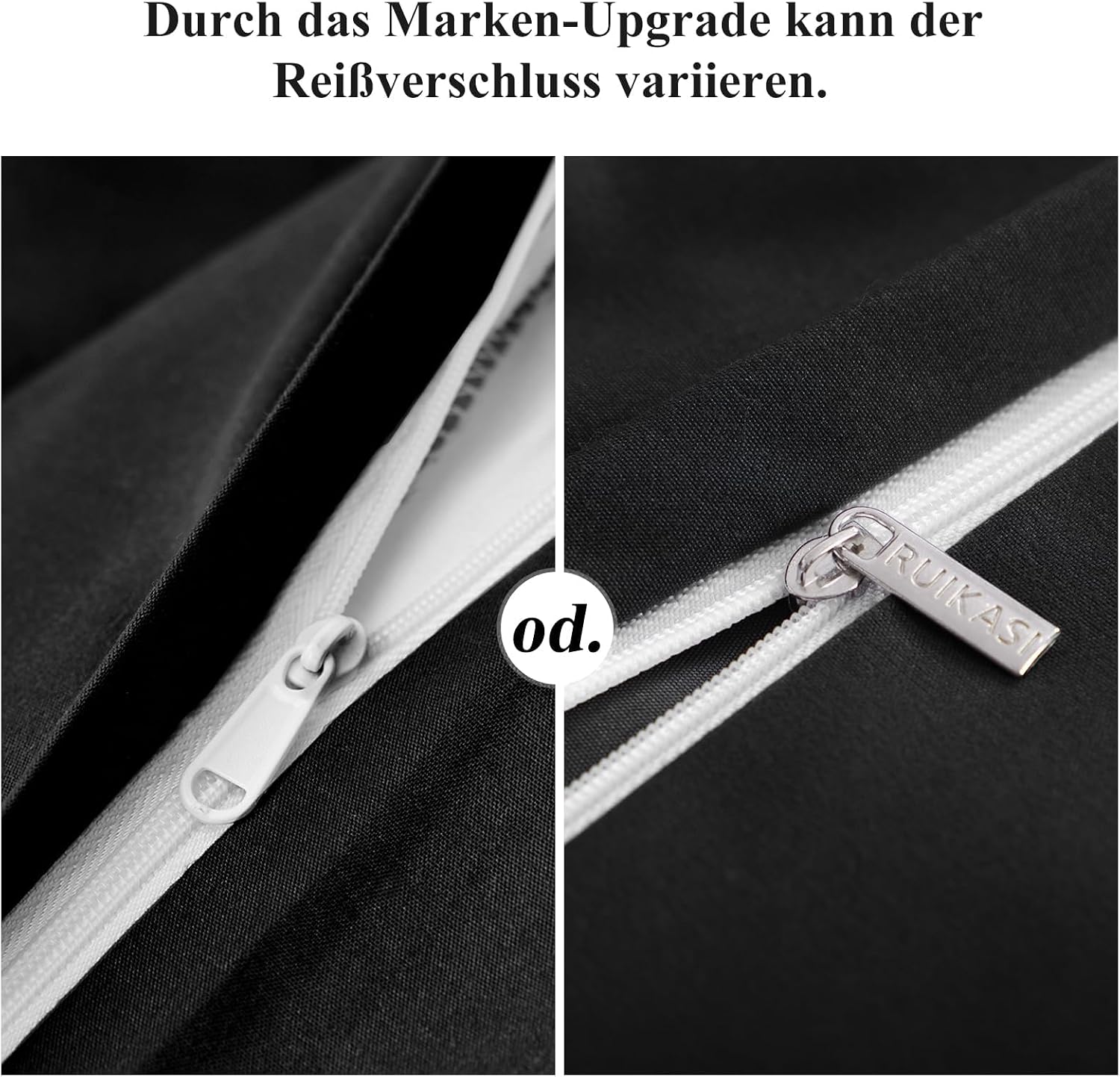 Detalle 2 de RUIKASI Kissenbezug 40 x 80 Schwarz 2er-Set Kissenbezug