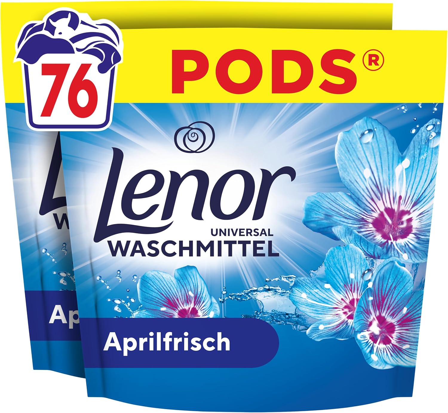 Detalle de Lenor Pods Aprilfrisch Waschmittel, 76 Wäschen – sanfte Pflege, langanhaltende Frische