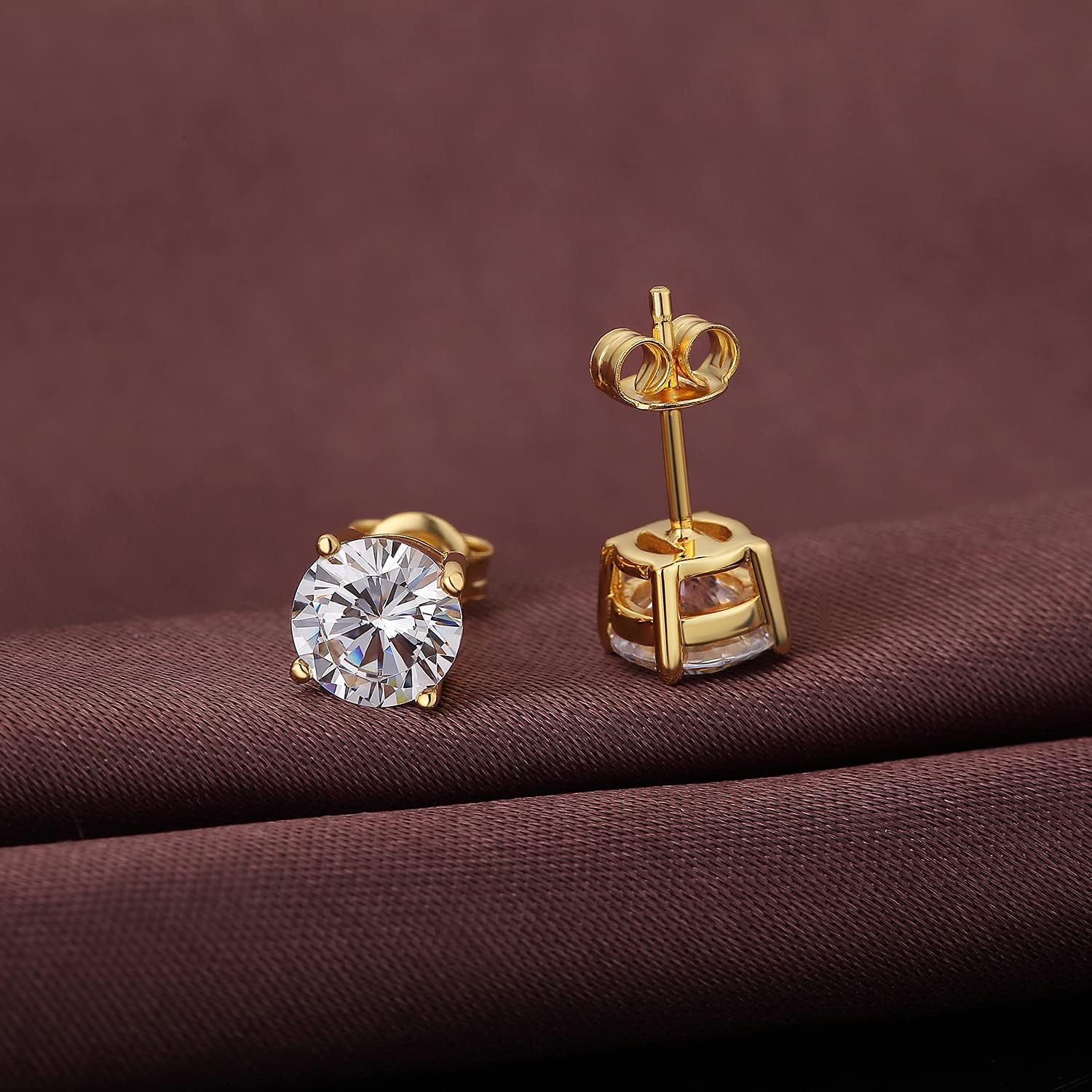 Thumbnail 4 de jiamiaoi 18K Weißgold-plattierte Brillant-Diamant-Ohrstecker aus 925 Sterling Silber (Stecker) – 4 bis 8 mm