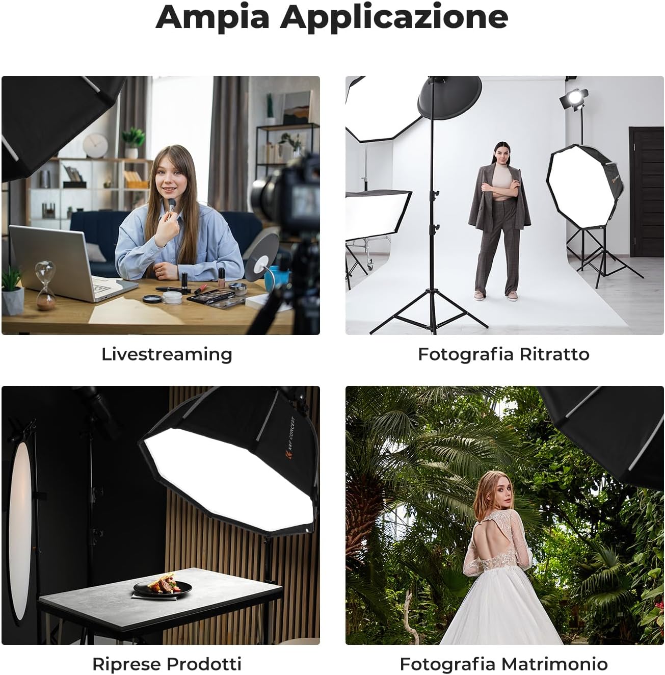 Thumbnail 5 de K&F CONCEPT Softbox Parabolico da 65 cm con HUD–Griglia Honeycomb, diffusore e borsa | Attacco Bowens