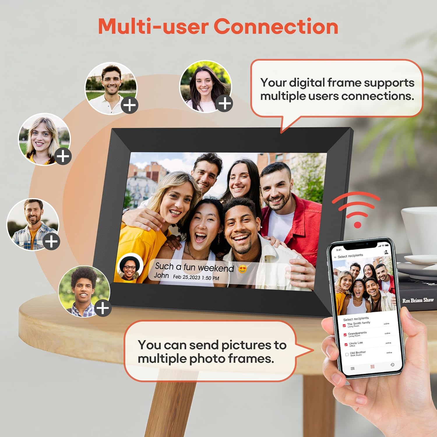 Thumbnail 5 de Frameo WLAN Digitaler Bilderrahmen 2er-Pack – 10,1 Zoll IPS Touchscreen, 32 GB, automatische Drehung