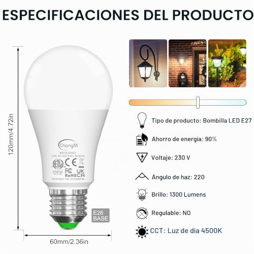 Thumbnail 6 de Bombilla LED E27 con Sensor Crepuscular ChangM – 2 unidades