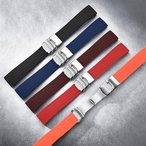 Thumbnail 6 de ULLCHRO Cinturini per Orologi Impermeabili: Stripe Pattern in Silicone con Fibbia Deployante 22 mm - Nero