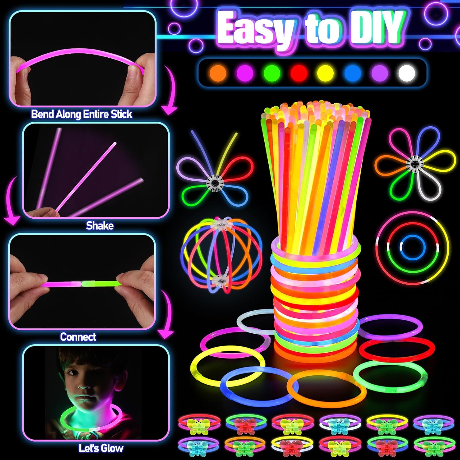 Thumbnail 2 de 150PCS Glow in the Dark Party Supplies Pack