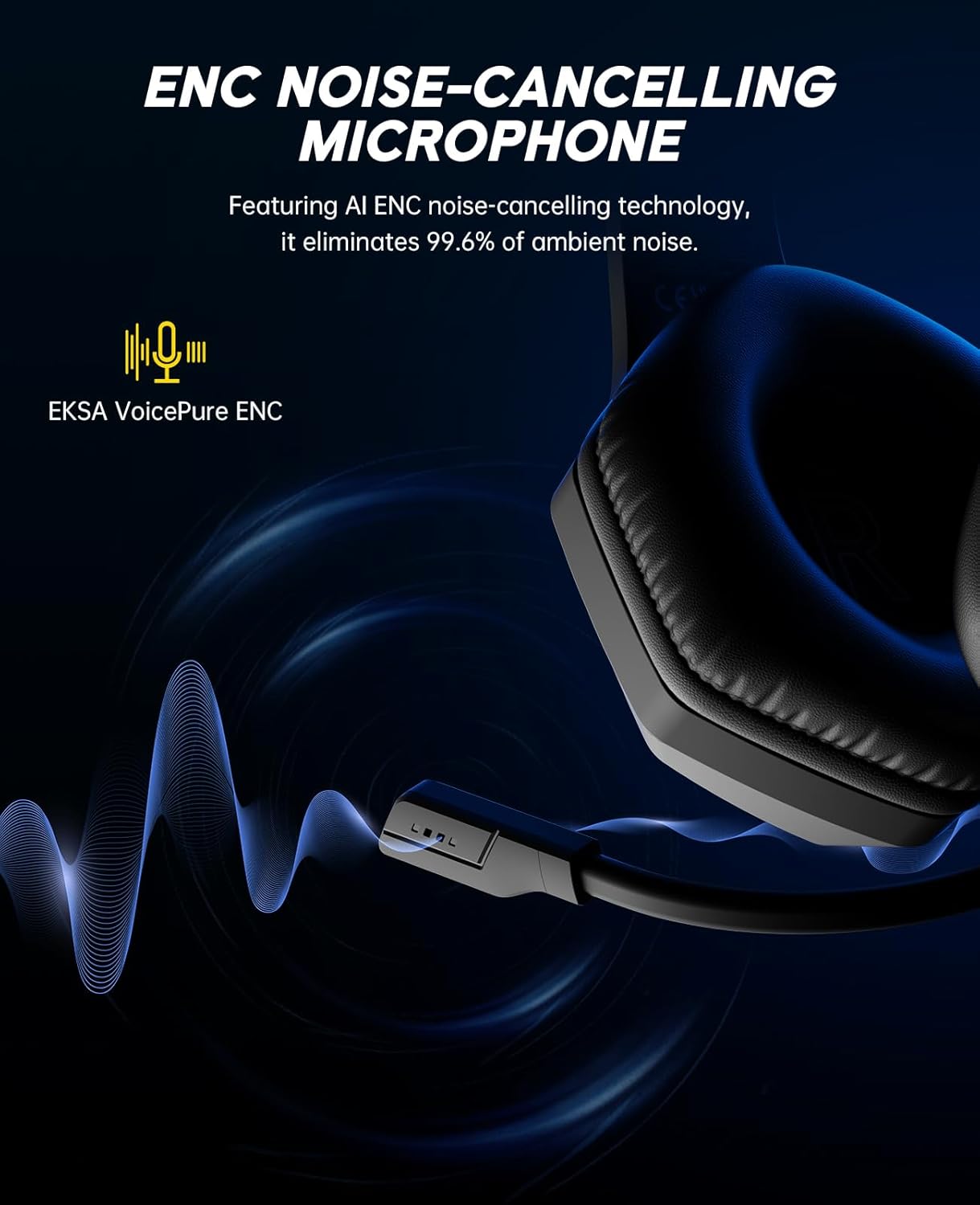 Thumbnail 5 de EKSA E1000BT : casque gaming sans fil 3-en-1 Bluetooth/2,4 GHz + audio 3,5 mm (PS5, PC, PS4)