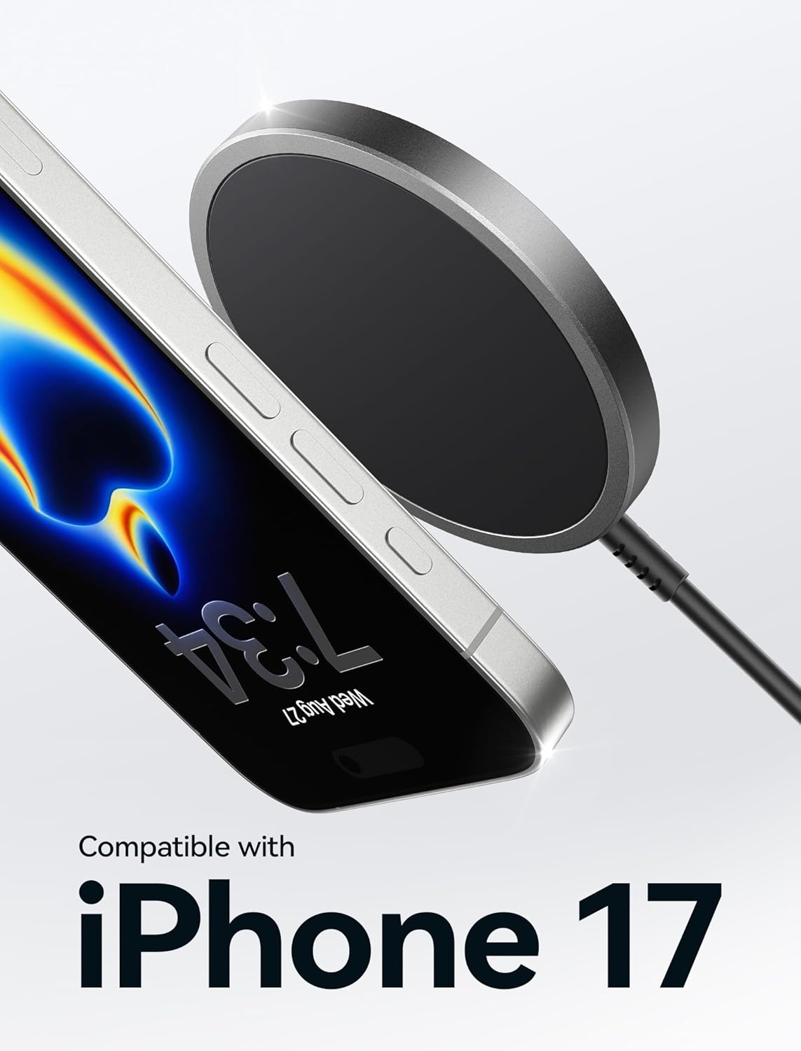 Thumbnail 1 de JSAUX Wireless Charger MagSafe for iPhone 17/16/15/14 (Magnetic charging pad, dual USB ports) - Black