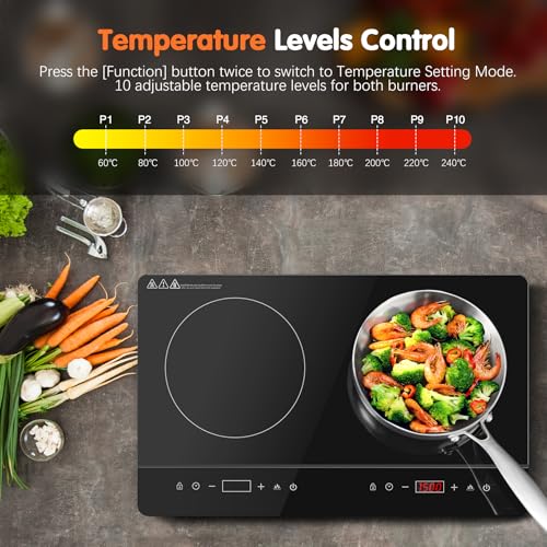 Thumbnail 4 de KICHPOWER Double Induction Hob: Portable 2-Zone Cooker with Independent Touch Controls