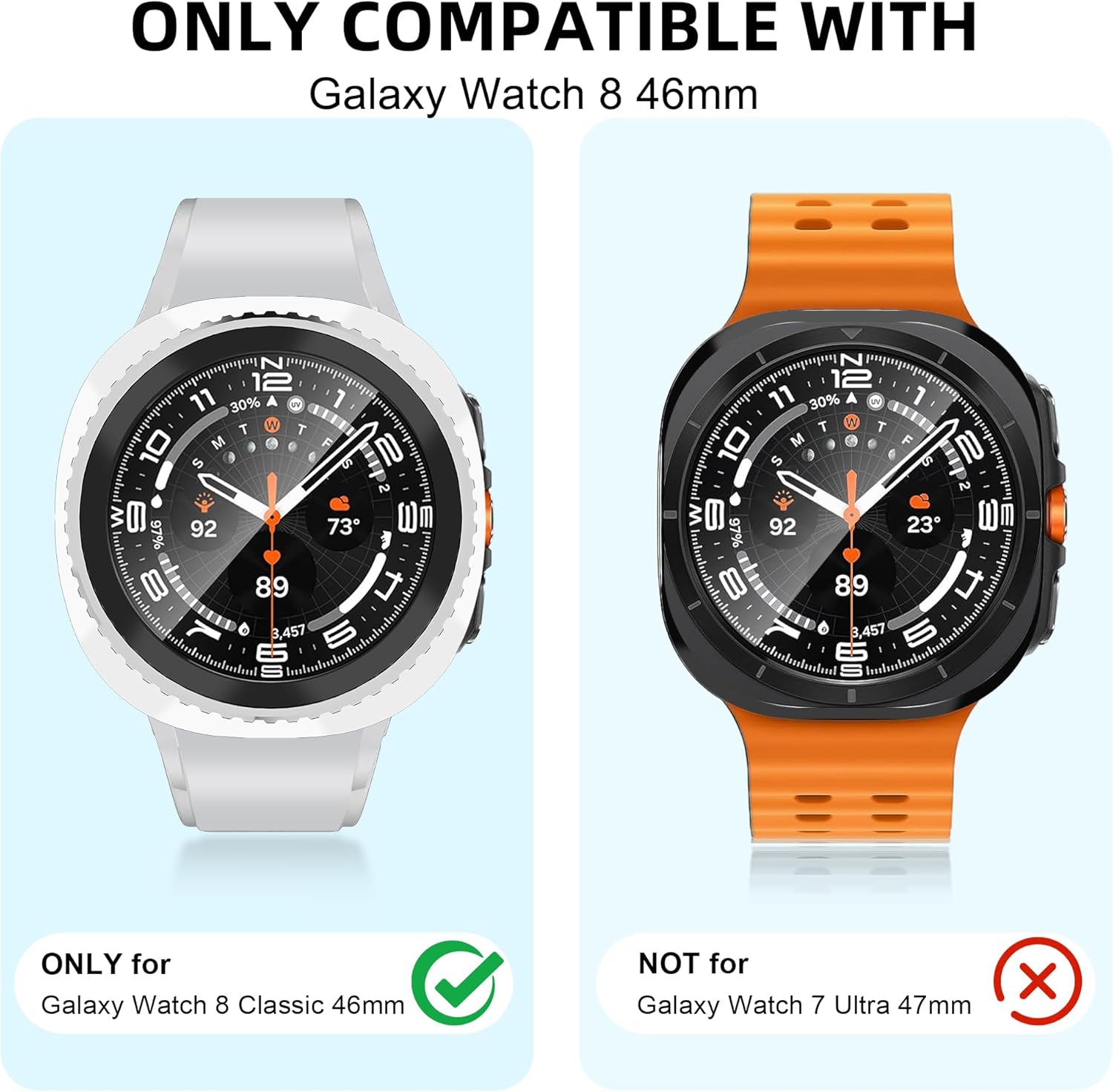 Detalle de LINTEKER 2 Pack Case with Screen Protector for Samsung Galaxy Watch 8 Classic 46mm