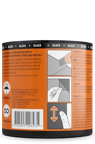 Thumbnail 9 de Gorilla Waterproof Patch & Seal Tape Black 3m – a practical seal for quick fixes