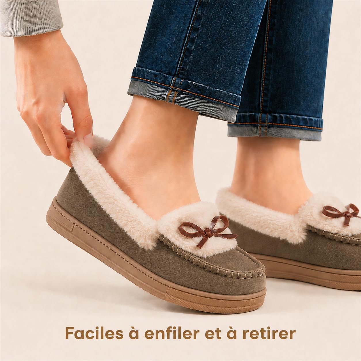 Thumbnail 1 de JOMIX damesloafers, winterpantoffels van bont voor thuis