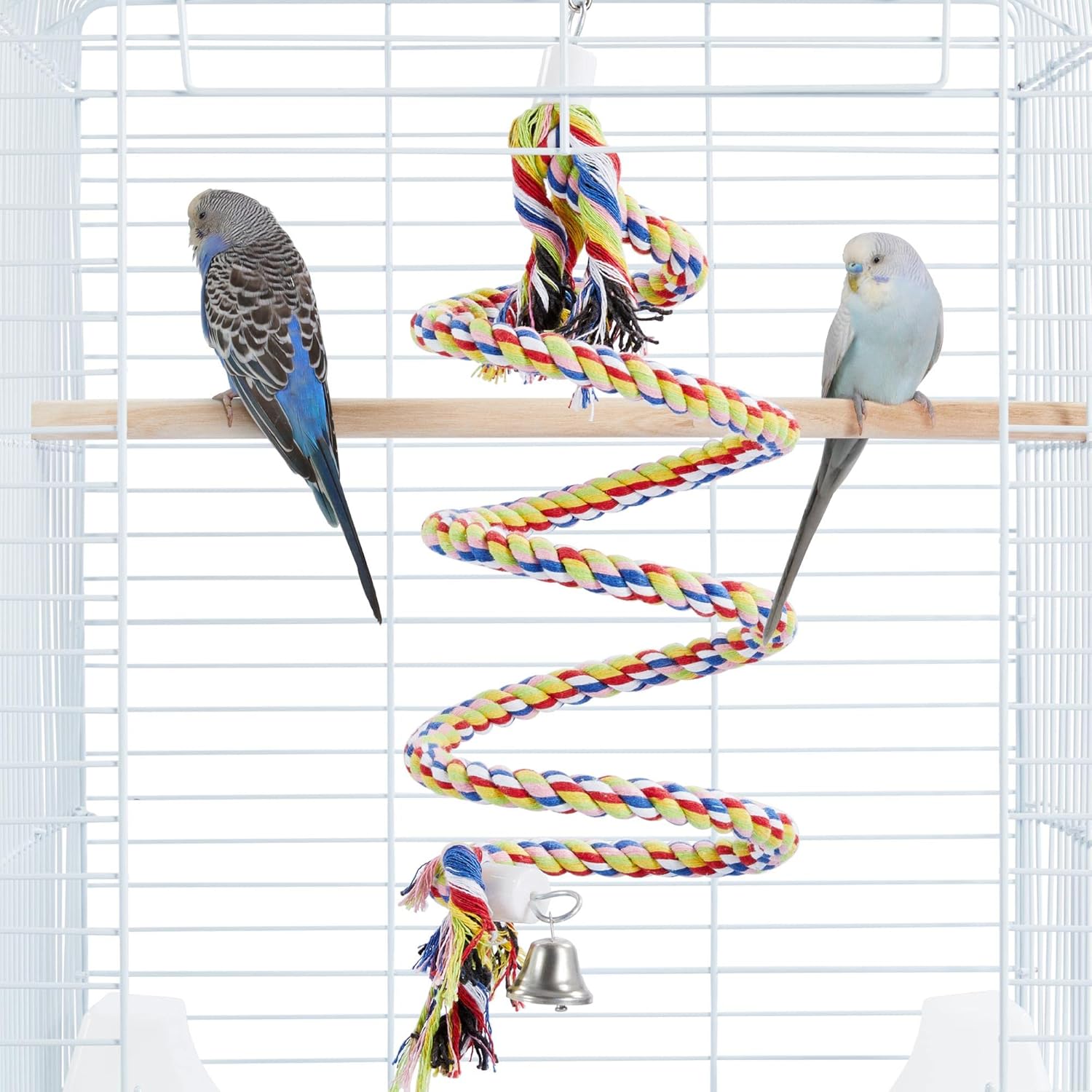 Detalle de Yaheetech metal open-top small parrot cage with removable tray – white (open-top travel cage for finches, canaries & more)