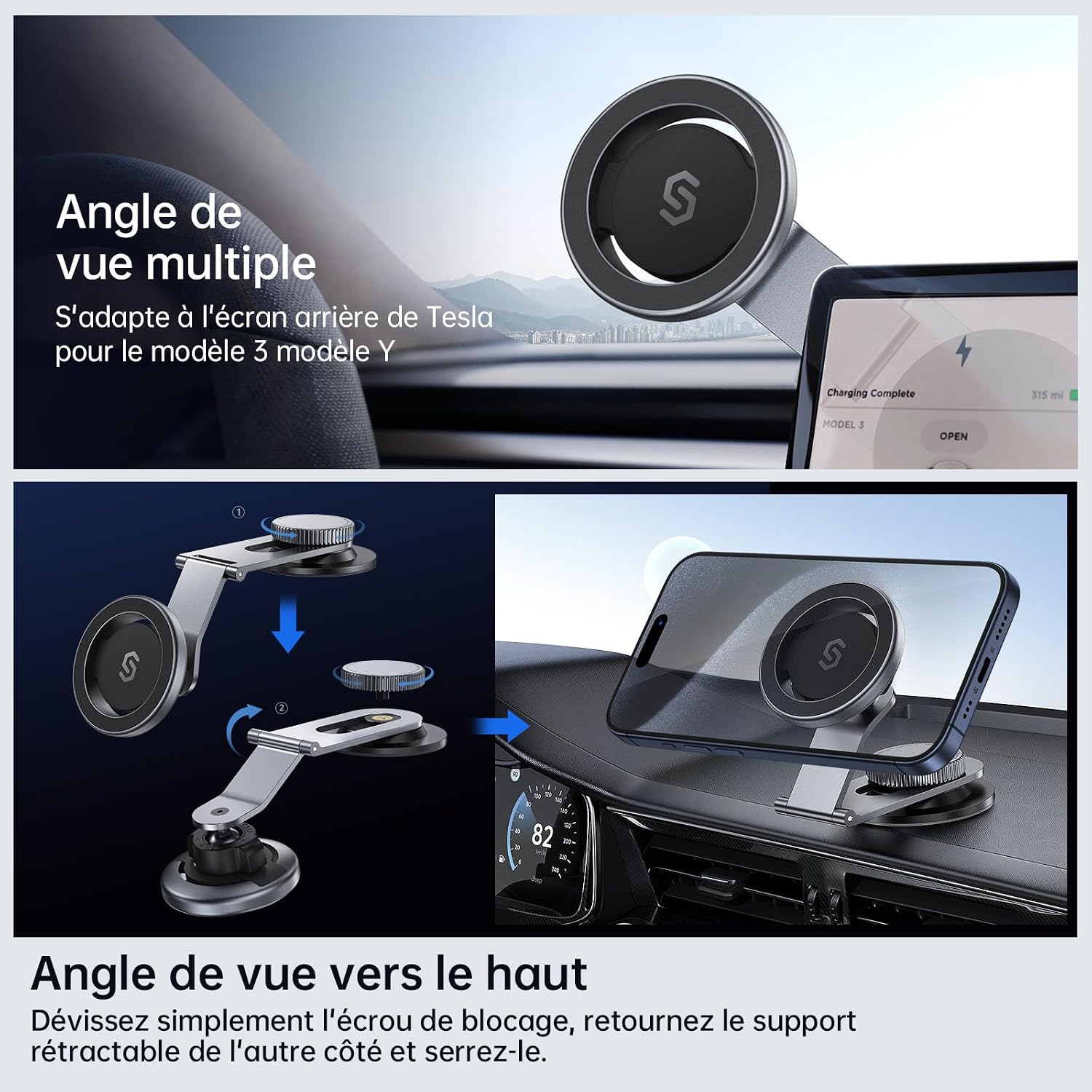 Thumbnail 2 de Support magnétique SYNCWIRE MagSafe pour voiture – tablette et tableau de bord, bras pliable en aluminium