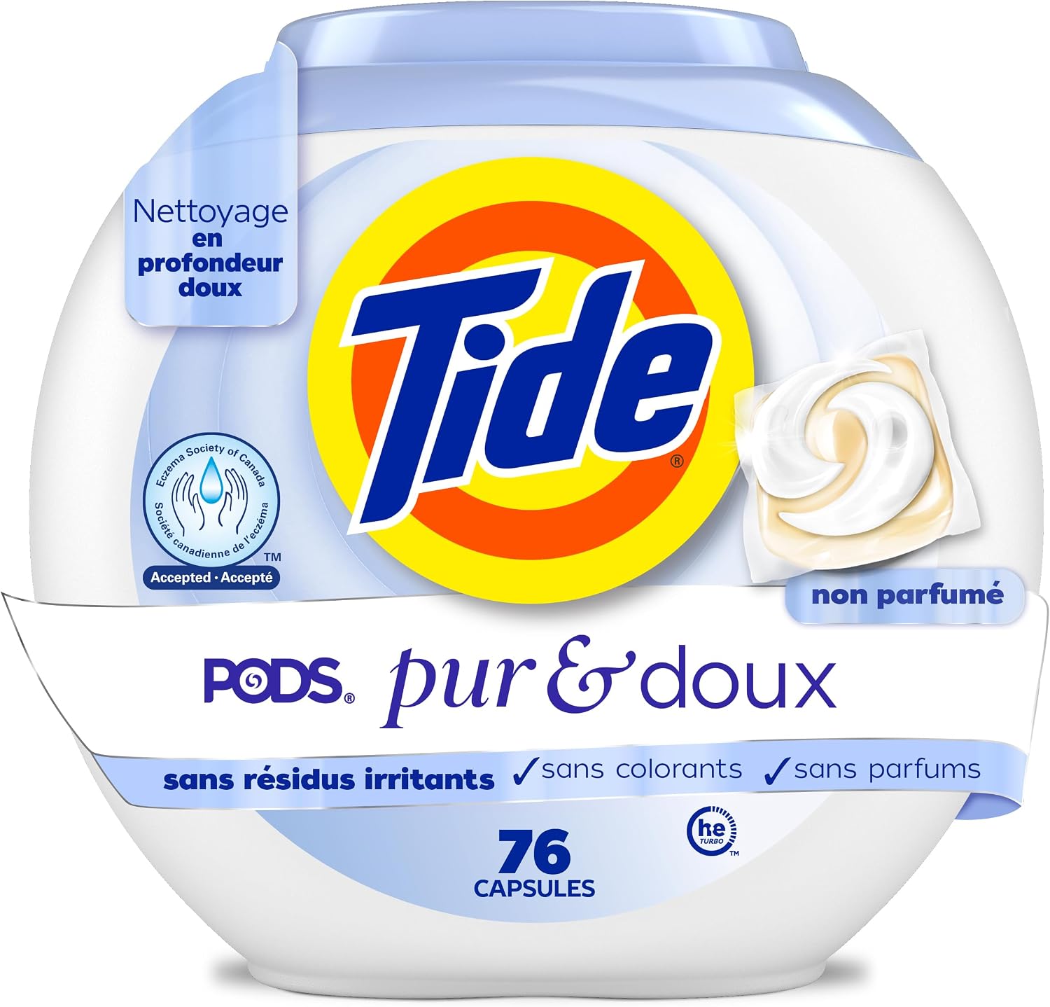 Detalle 2 de Tide Pods Free & Gentle Laundry Detergent, Unscented, 76 Count