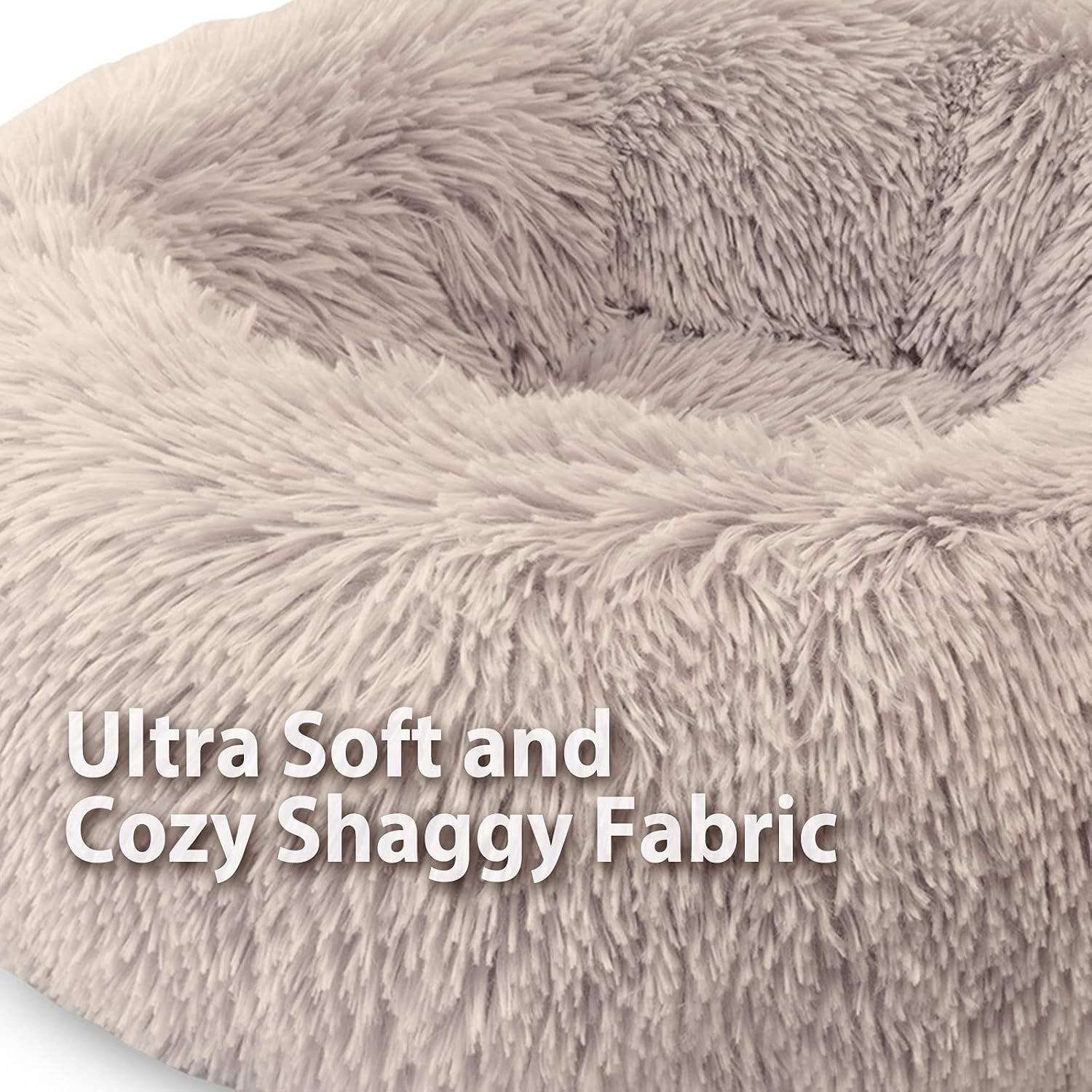 Detalle de Enjamoy Plush Donut Dog Bed 50cm | Calming, Self-Warming Circular Cushion for Small Pets