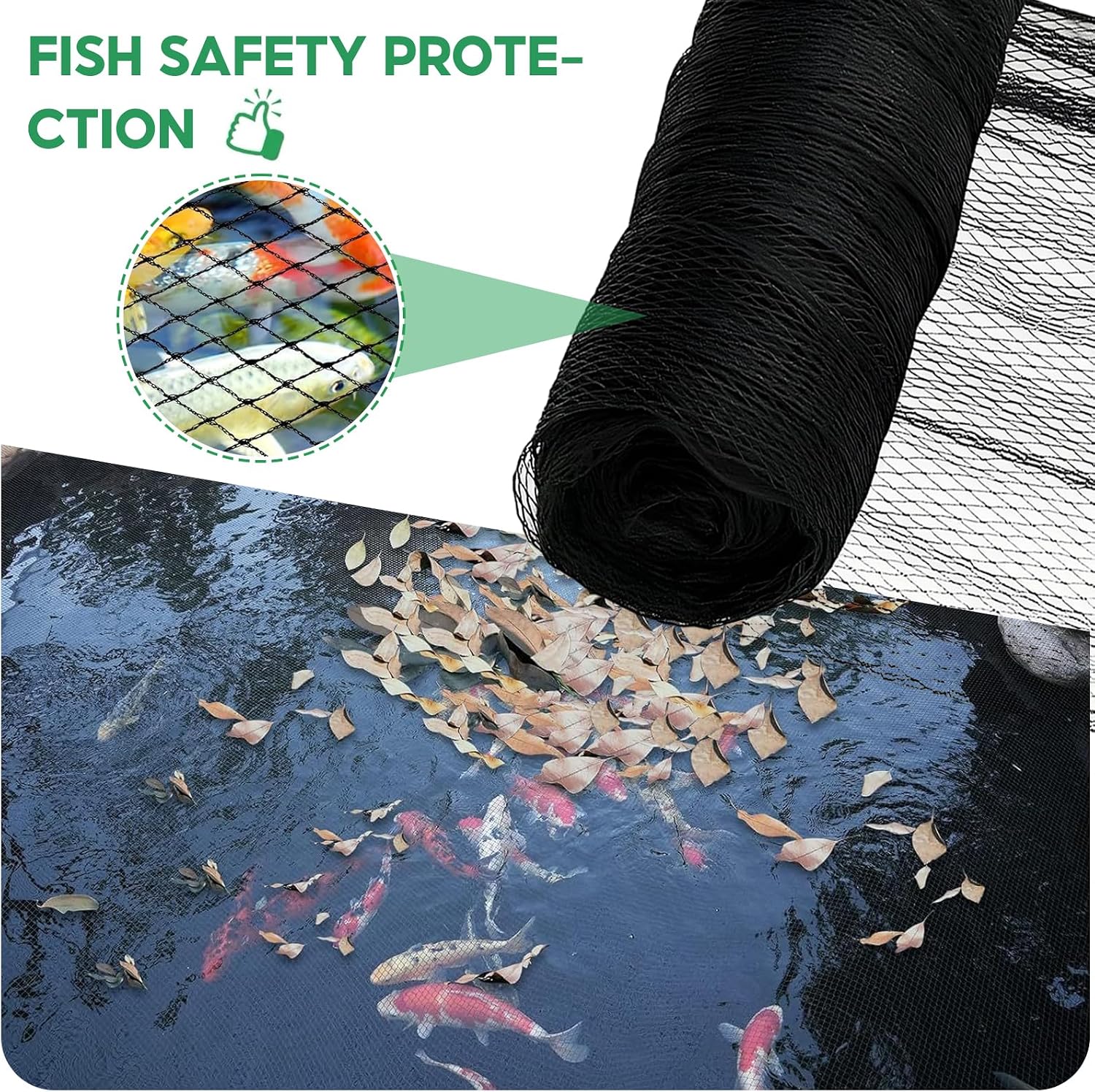 Thumbnail 3 de SHYICHENG Pond Netting 4m x 10m: Heavy-Duty UV-Resistant HDPE Cover with Pegs for Koi, Birds and Debris