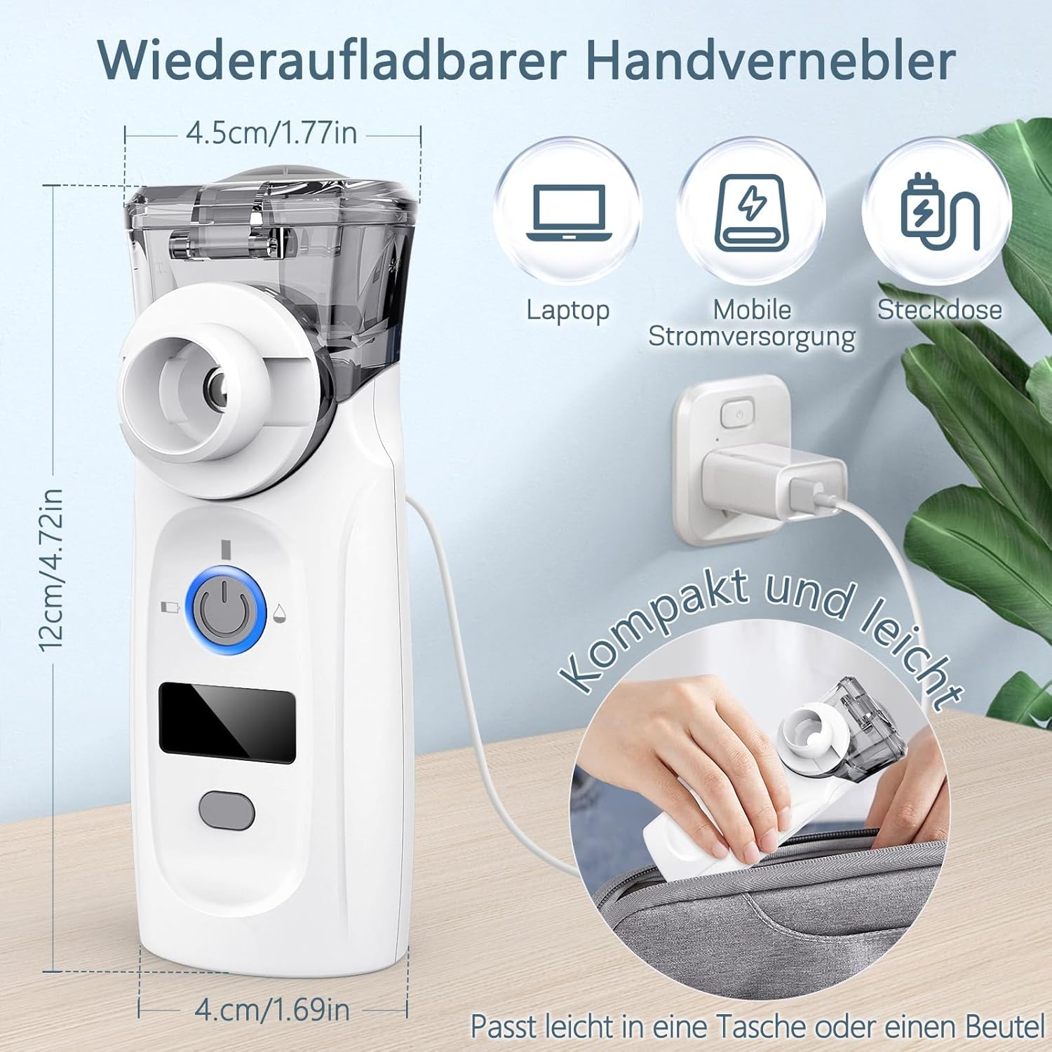 Detalle de MILFECH Inhalationsgerät tragbarer Vernebler 1 Set 🫁