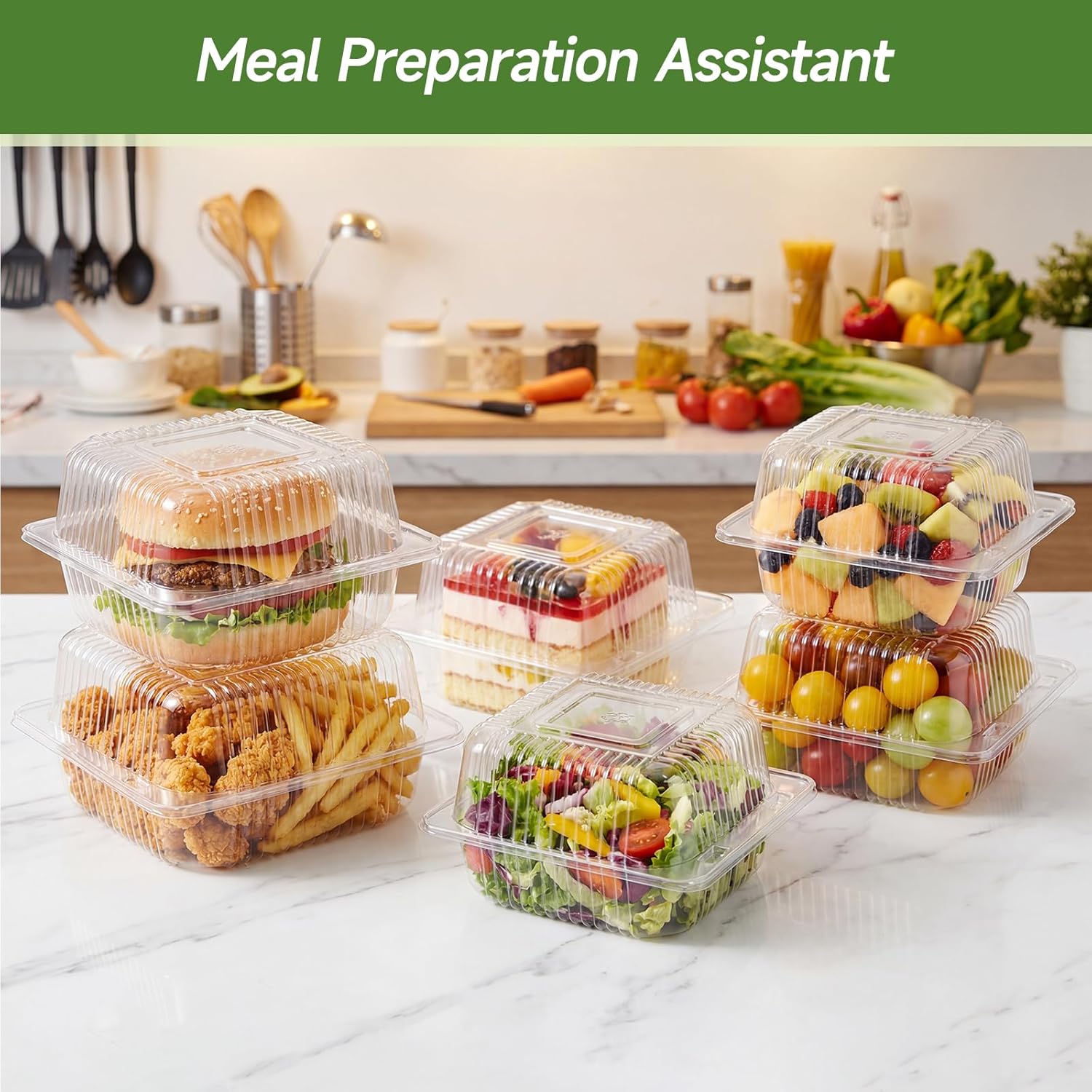 Thumbnail 4 de Dealusy 100-Pack Extra Heavy Duty Clear Slice Cake Carriers with Lids