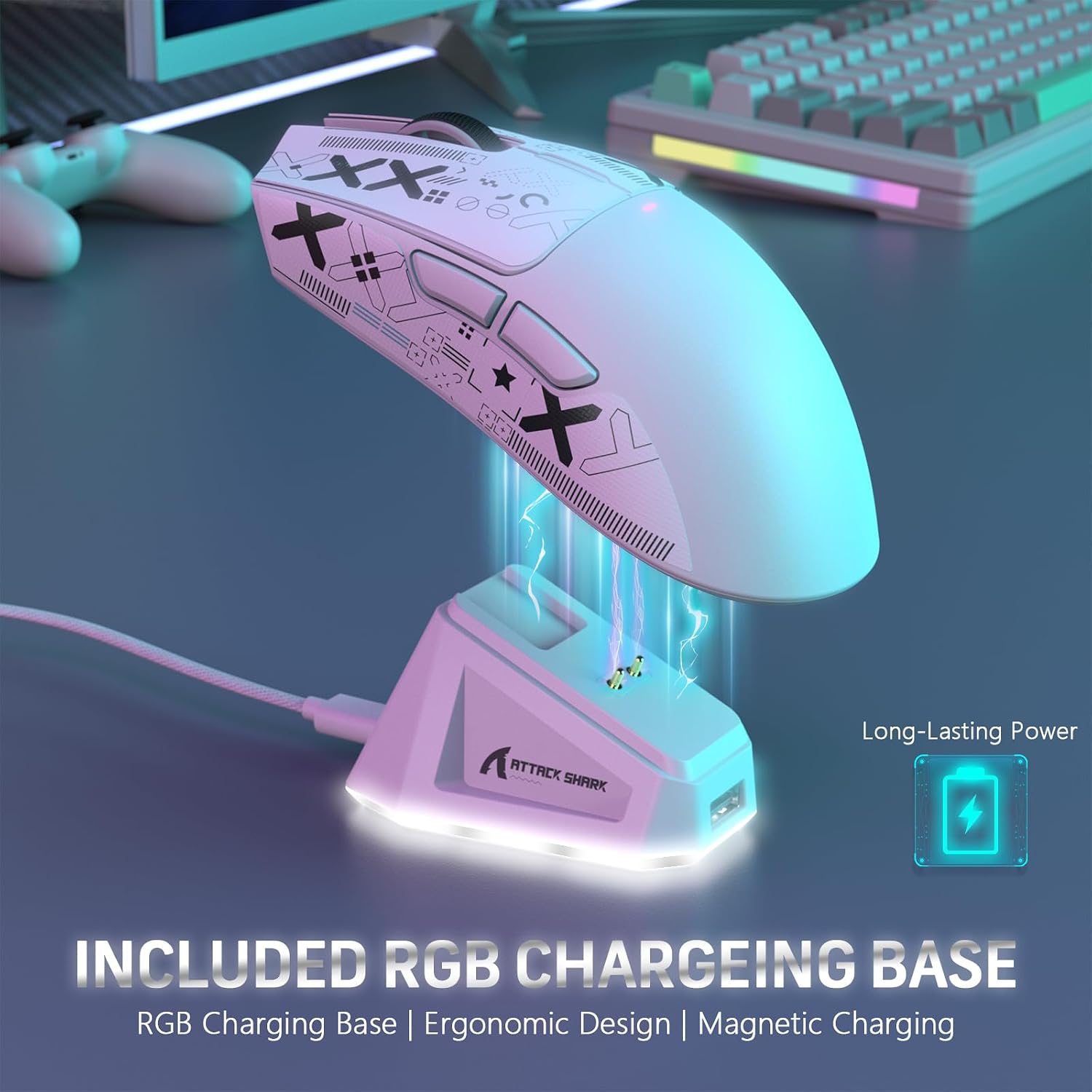 Detalle de LexonElec x Attack Shark X11: Kabellose Gaming-Maus mit RGB, 22K DPI und ultraleichtem 59 g Design
