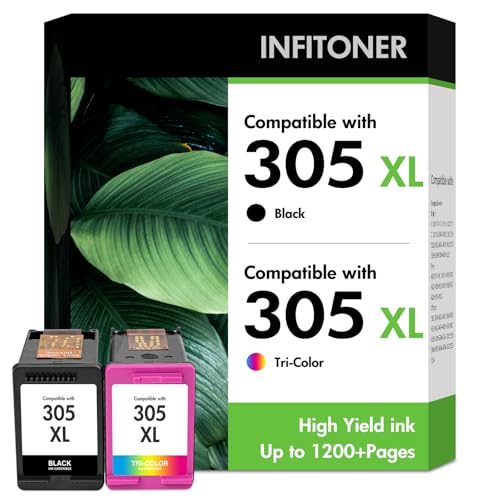 Imagen de Cartouche Encre 305 XL Noir et Couleur INFITONER pour HP DeskJet/ENVY 6032e et plus en OfertitasTOP