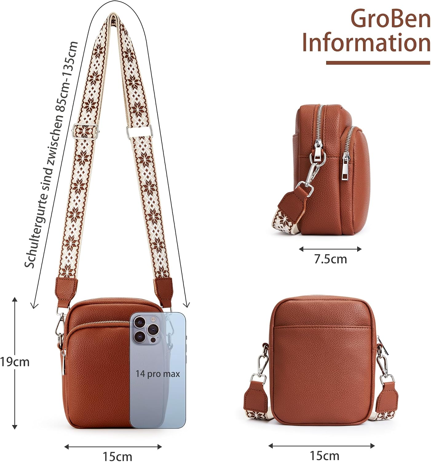 Thumbnail 6 de KALIDI Crossbody Bag for Women – Vegan Leather Phone Bag with RFID Blocking