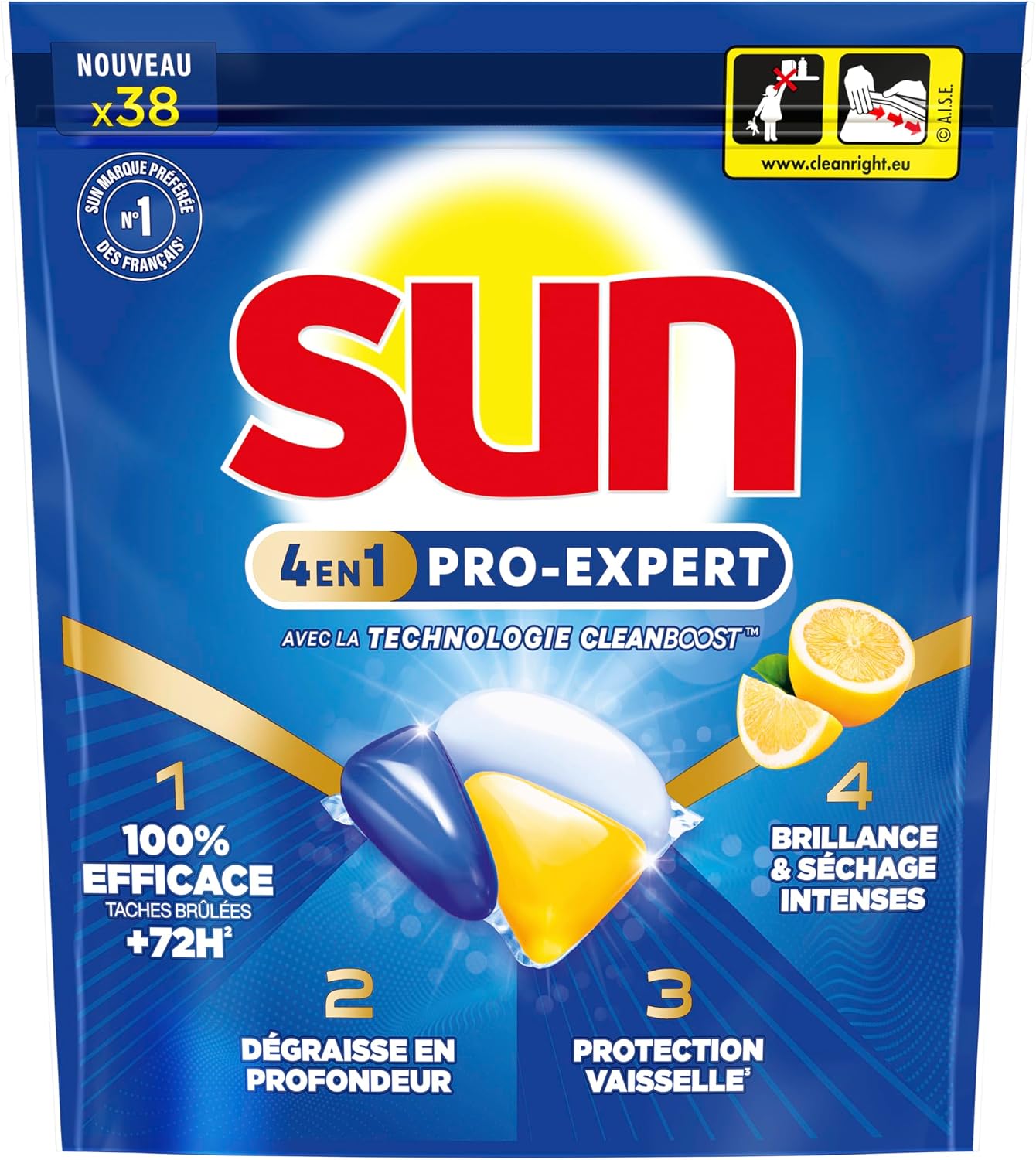 Detalle 2 de Sun Pro Expert Pastilles Lave Vaisselle 4 en 1 Citron 38