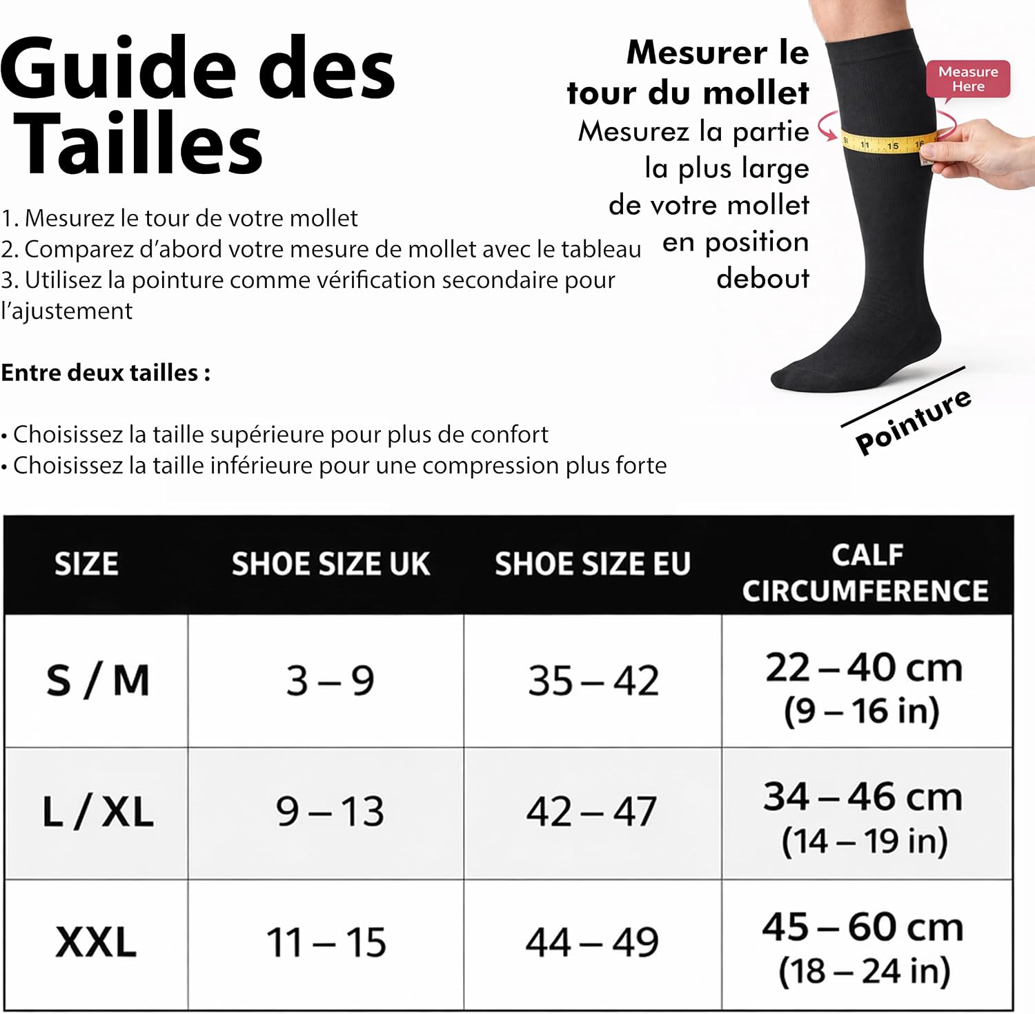 Detalle de aZengear Chaussettes de Compression Classe 2 (20-30 mmHg) – Bas de Contention Mollet pour Sport, Voyage et Santé des Jambes