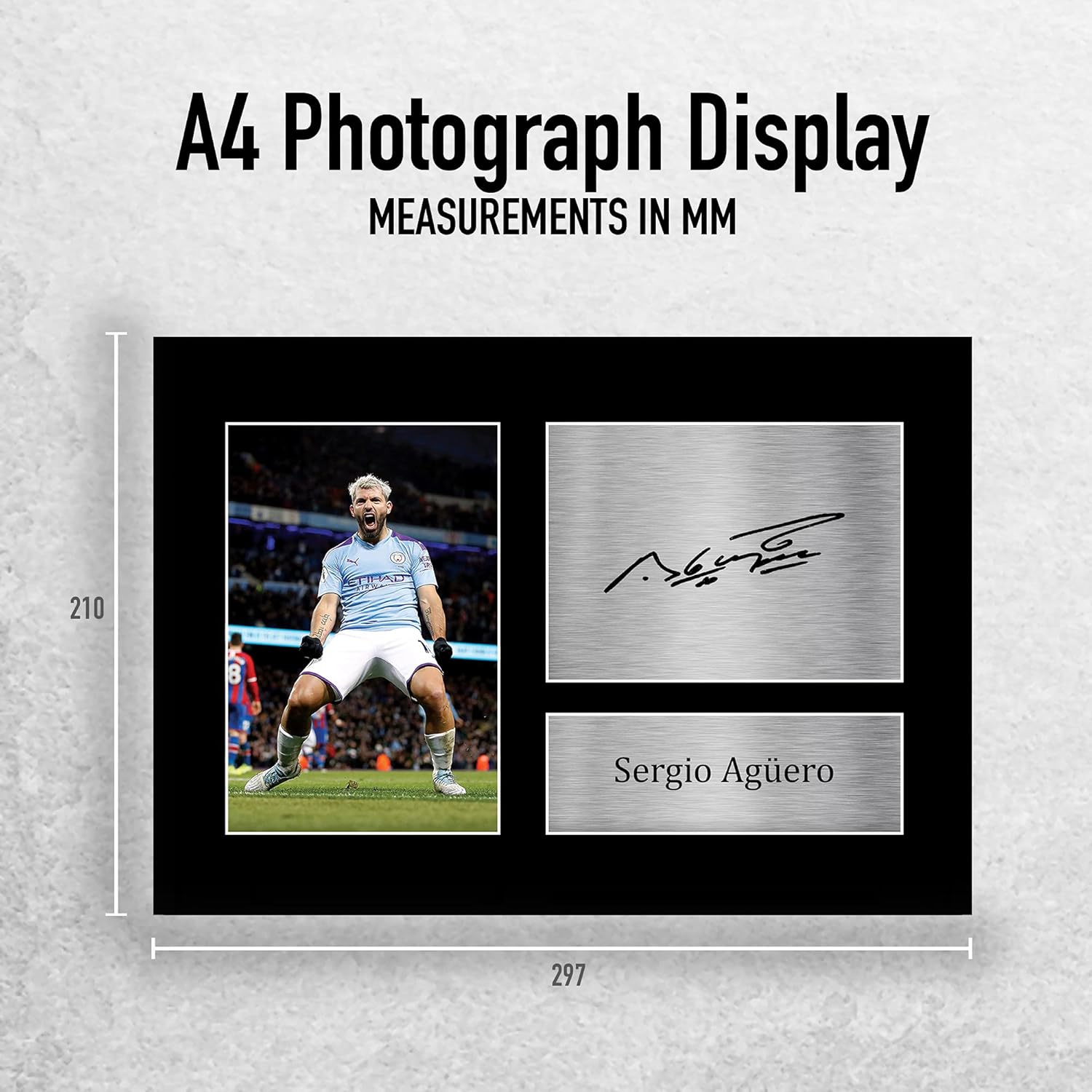 Thumbnail 1 de HWC Trading Sergio Aguero gift signed A4 printed autograph Manchester City display