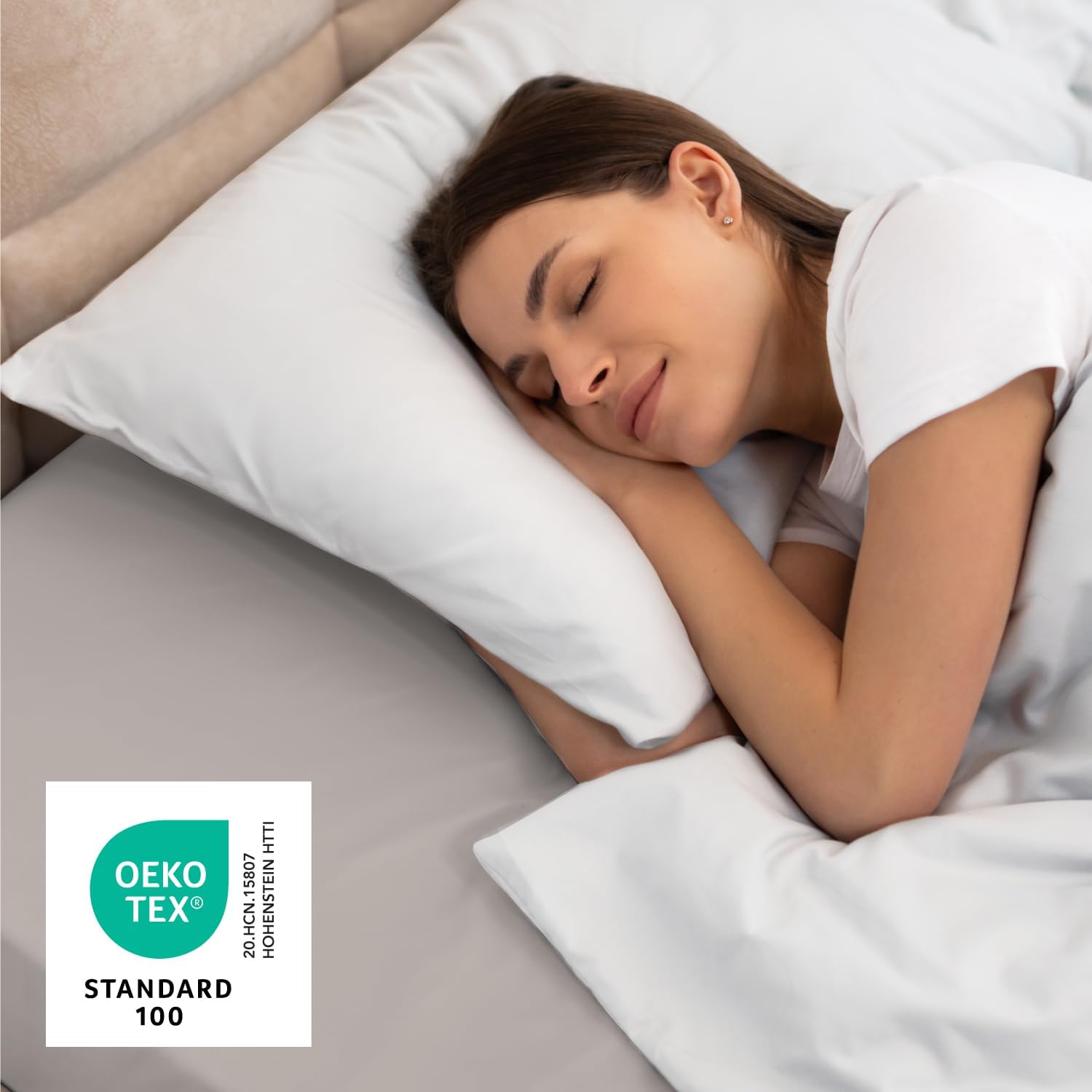 Thumbnail 5 de Dreamzie Spannbettlaken 140x190/200 cm aus Mikrofaser (Oeko‑Tex Standard 100), Beige