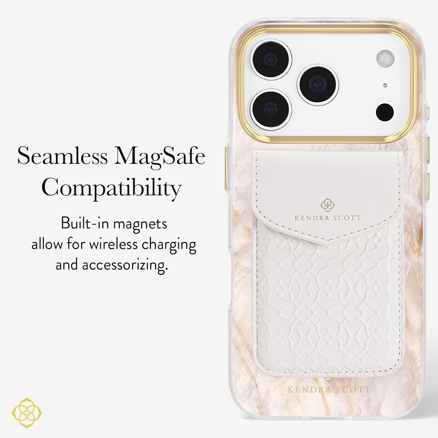 Detalle de Case-Mate Kendra Scott iPhone 18 Pro ケース シャンパンオイスターパール・MagSafe対応