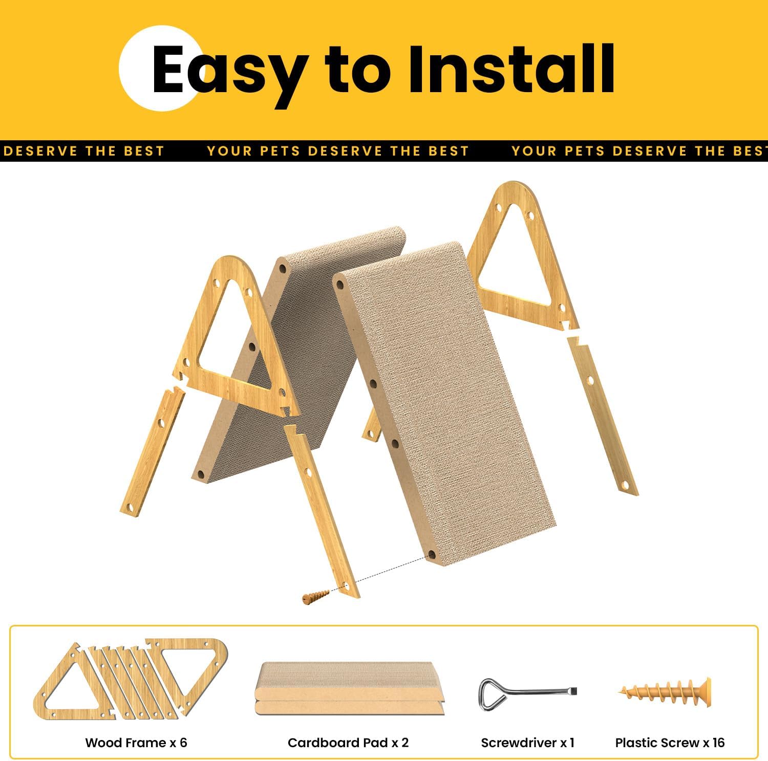 Detalle de Conlun Cat Scratching Board A-Frame: Vertical & Horizontal Cardboard Scratcher with Solid Wood Stand