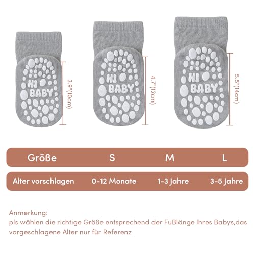 Detalle 2 de SockWaddles Chaussettes antidérapantes bébé, lot de 5 paires en coton, motif panda, 1-3 mois