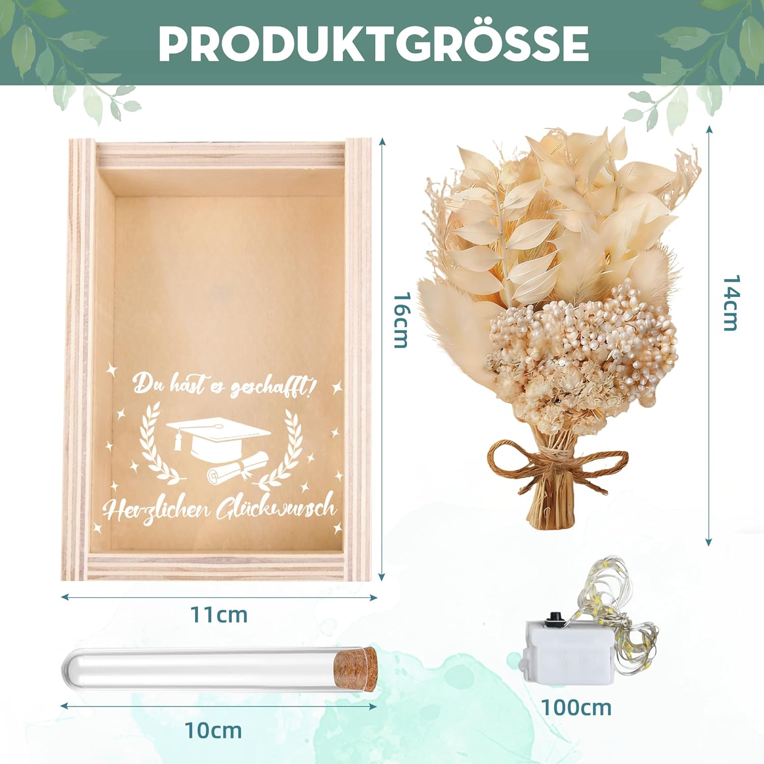 Thumbnail 5 de Abitur-/Bachelor-Abschluss Geldgeschenke-Verpackung in Holzbox mit LED-Licht
