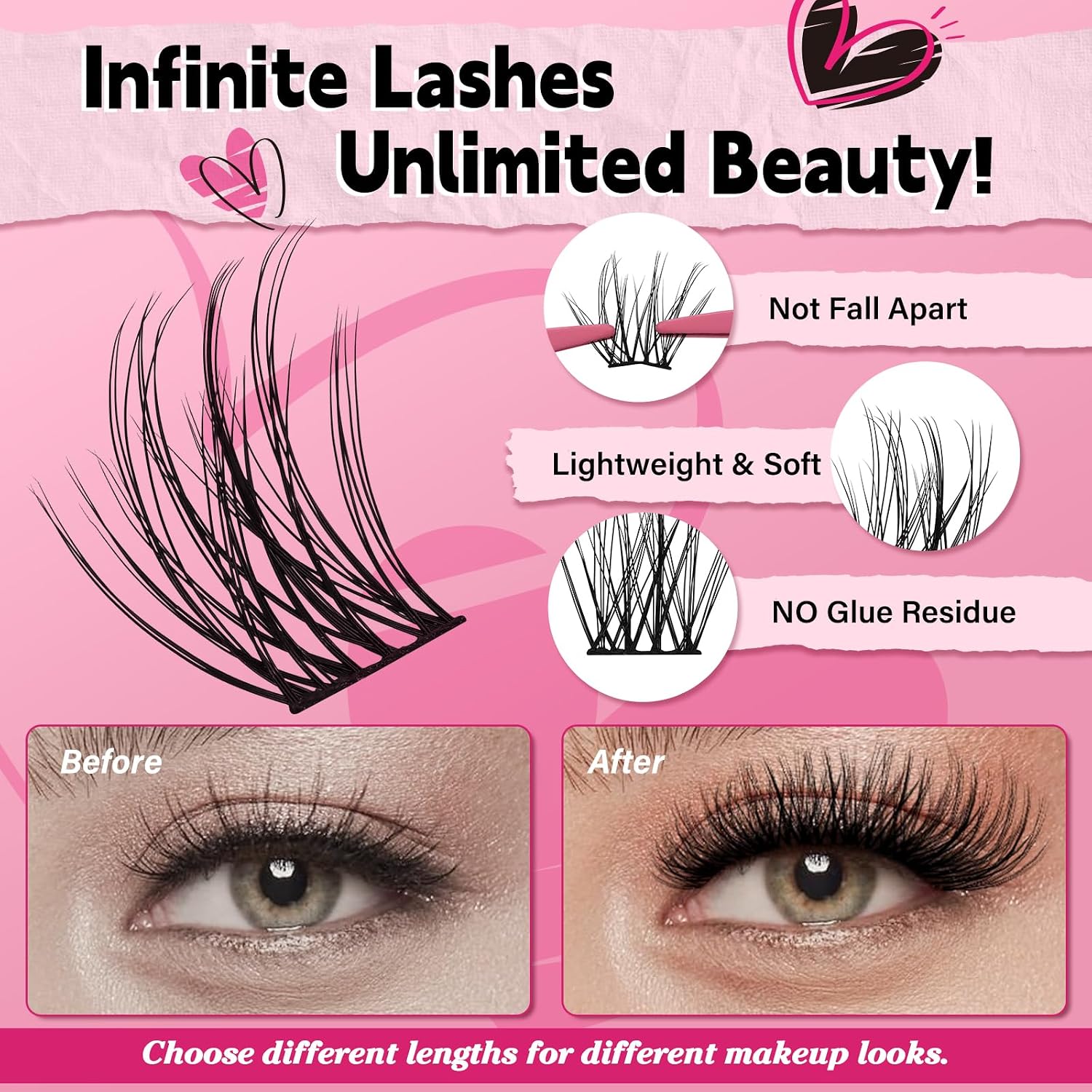 Thumbnail 2 de DIY Wimpernverlängerung Kit Natural01-D-8-16mix (144 Cluster) inklusive Kleber, Applikator & Entferner