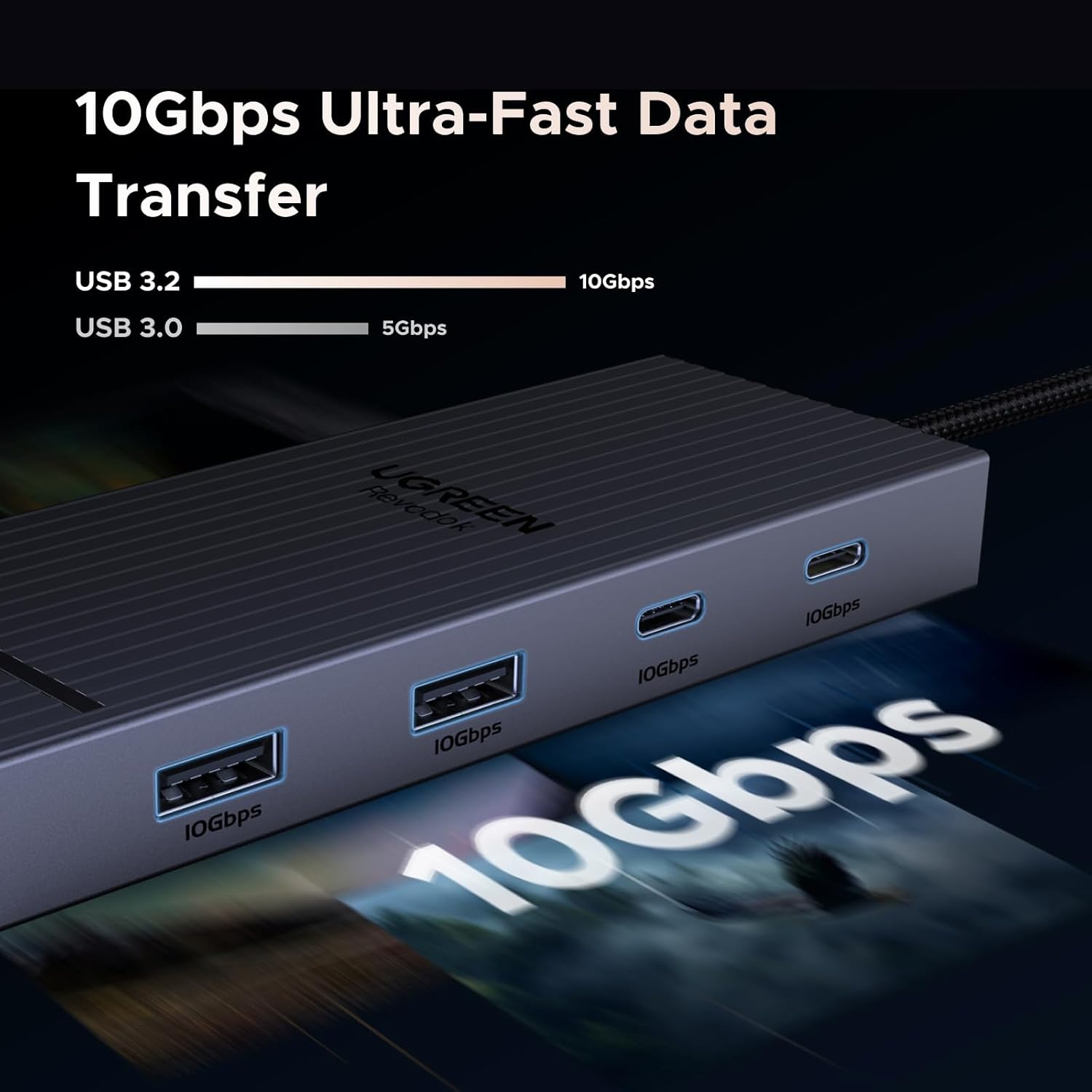 Detalle 2 de UGREEN Revodok Pro 7‑in‑1 USB C Hub 100W Docking Station