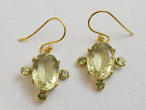Thumbnail 5 de Zitronenquarz Peridot Ohrringe Silber 925 Vergoldet von Sophia Rose Jewellery