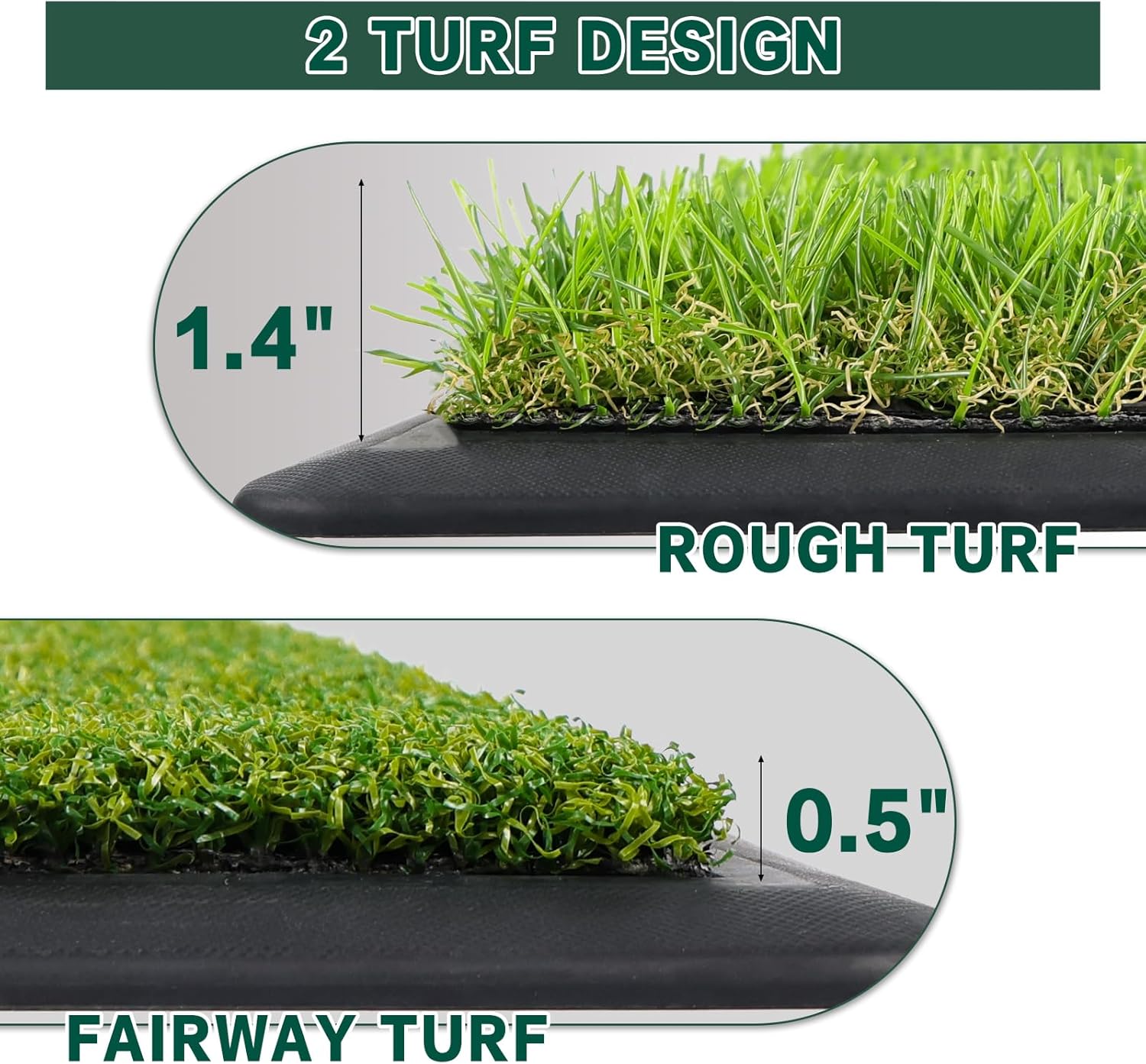 Thumbnail 2 de LIBERRWAY Golf Mat: Foldable, Replaceable Hitting Mat with Fairway & Rough Turf (Includes 5 Tees)