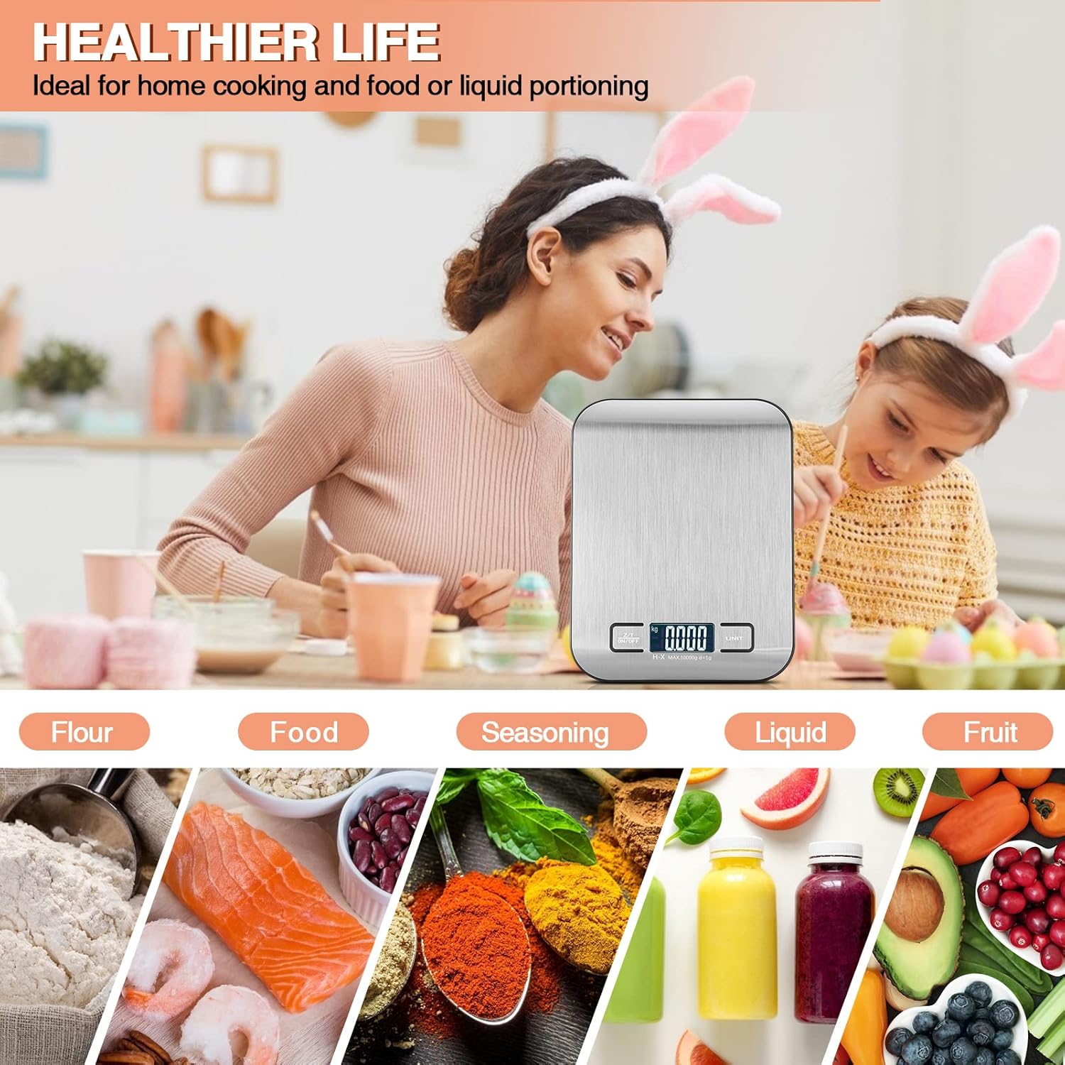 Thumbnail 1 de Digitale Küchenwaage mit LCD-Display, Tara-Funktion und 1-g-Schritten (bis 10 kg) – Silber