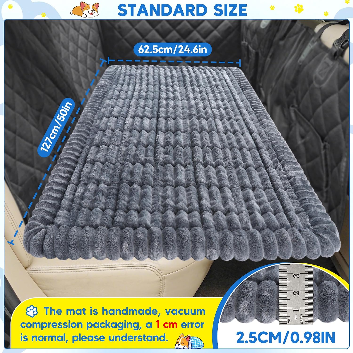 Thumbnail 4 de Loiion Housse de Siège Arrière pour Chien 127×62,5×2,5 cm Gris