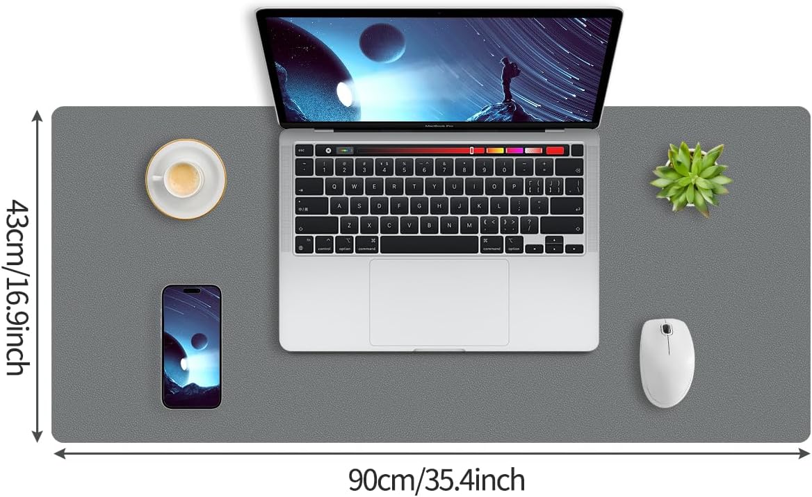 Thumbnail 2 de Niviy Desk Protector Pad Grey — Large PU Leather Desk Mat (90 x 43 cm)