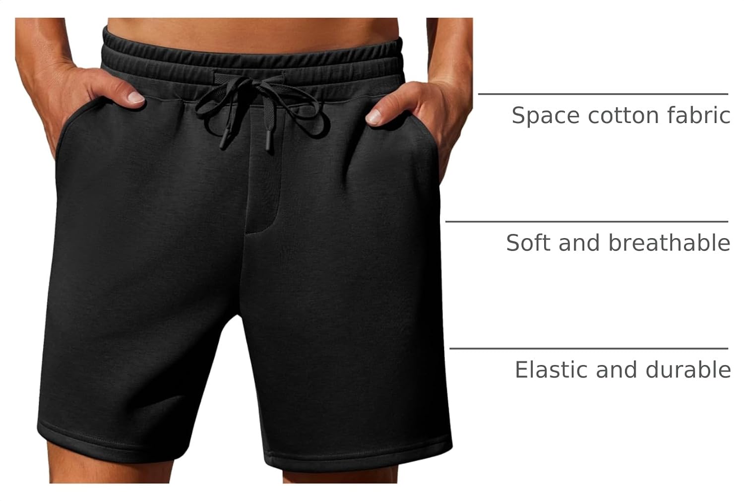 Detalle 2 de PINSPARK Men’s Lounge Sweat Shorts (7-inch) with Elastic Waist & Drawstring
