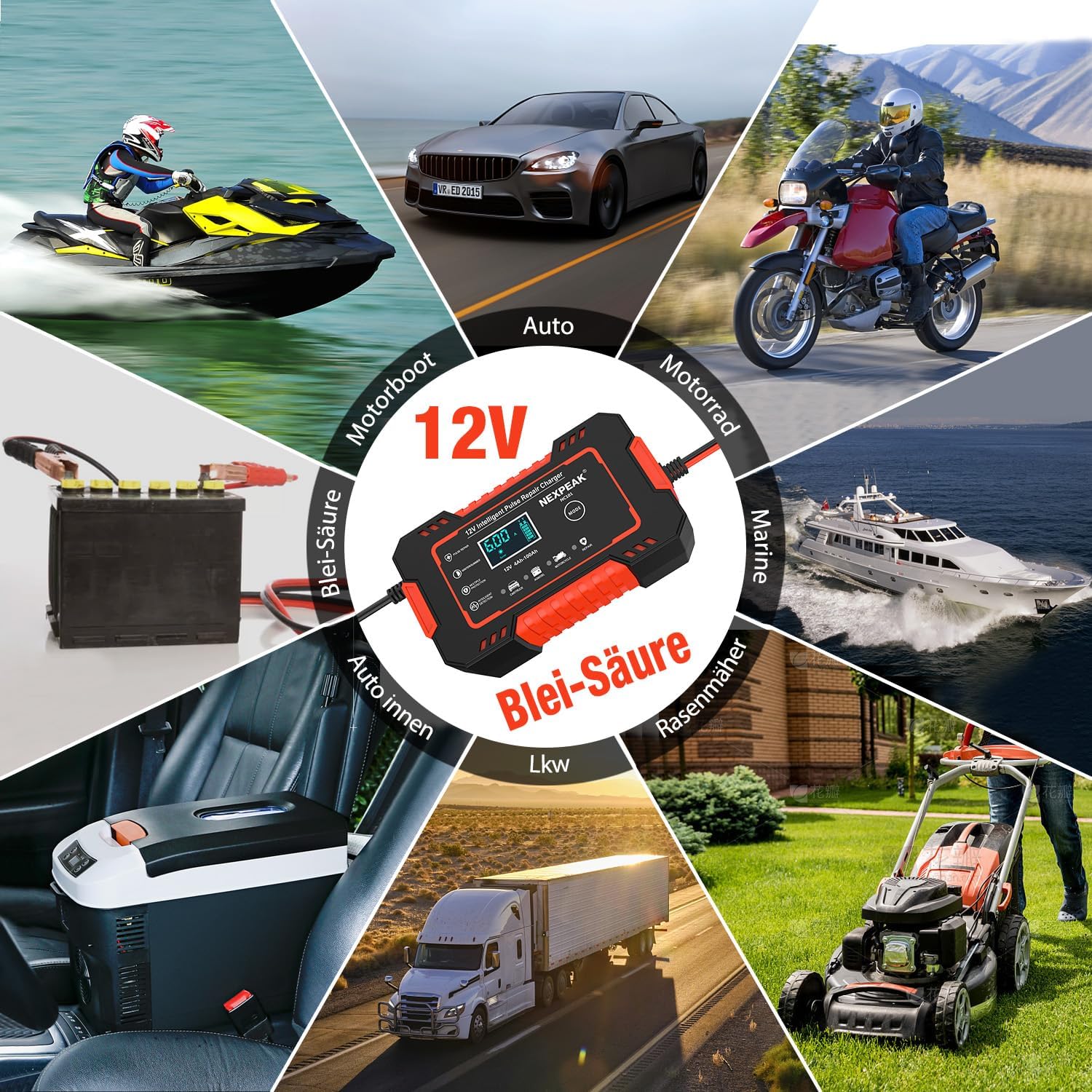 Detalle 2 de 6A Autobatterie Ladegerät 12V – Smart, vollautomatisch mit Temperaturkompensation