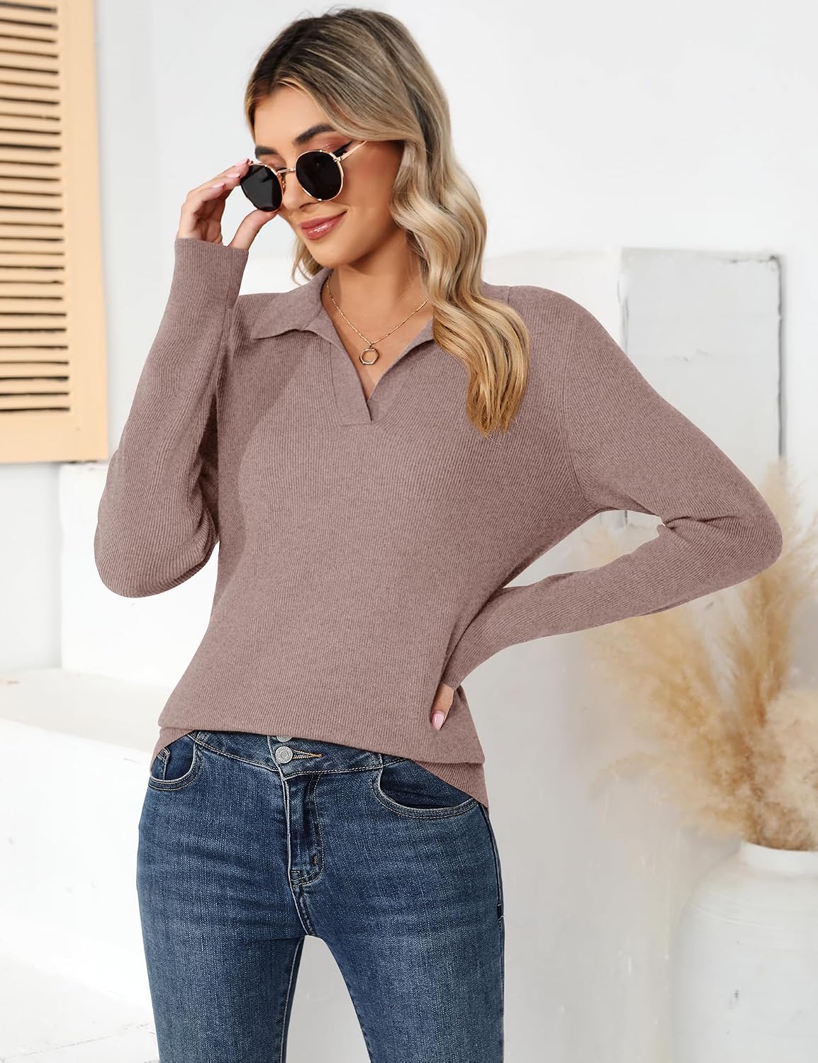 Thumbnail 6 de Romanstii Women's Knitted Collared Sweater, Viscose Blend