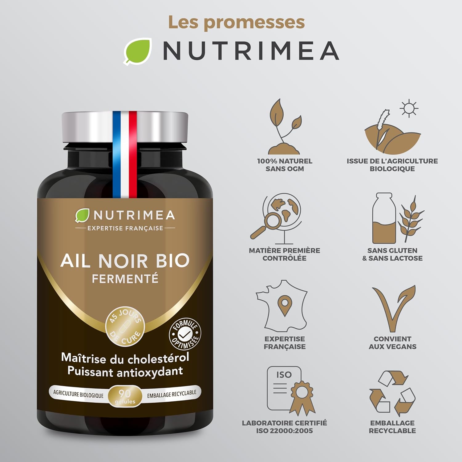 Thumbnail 6 de Nutrimea AIL NOIR – Fermenté BIO 1000 mg (extrait 4:1, standardisé S-allyl-cystéine) – 90 gélules vegan