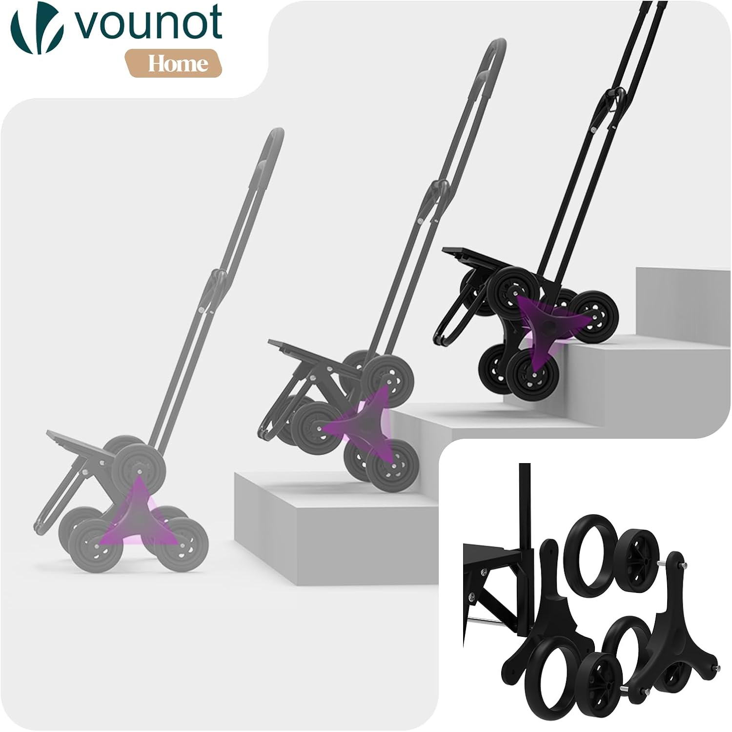 Thumbnail 5 de VOUNOT Chariot de Courses 6 Roues avec Compartiment Imperméable — 2 en 1, 32 L, pliable