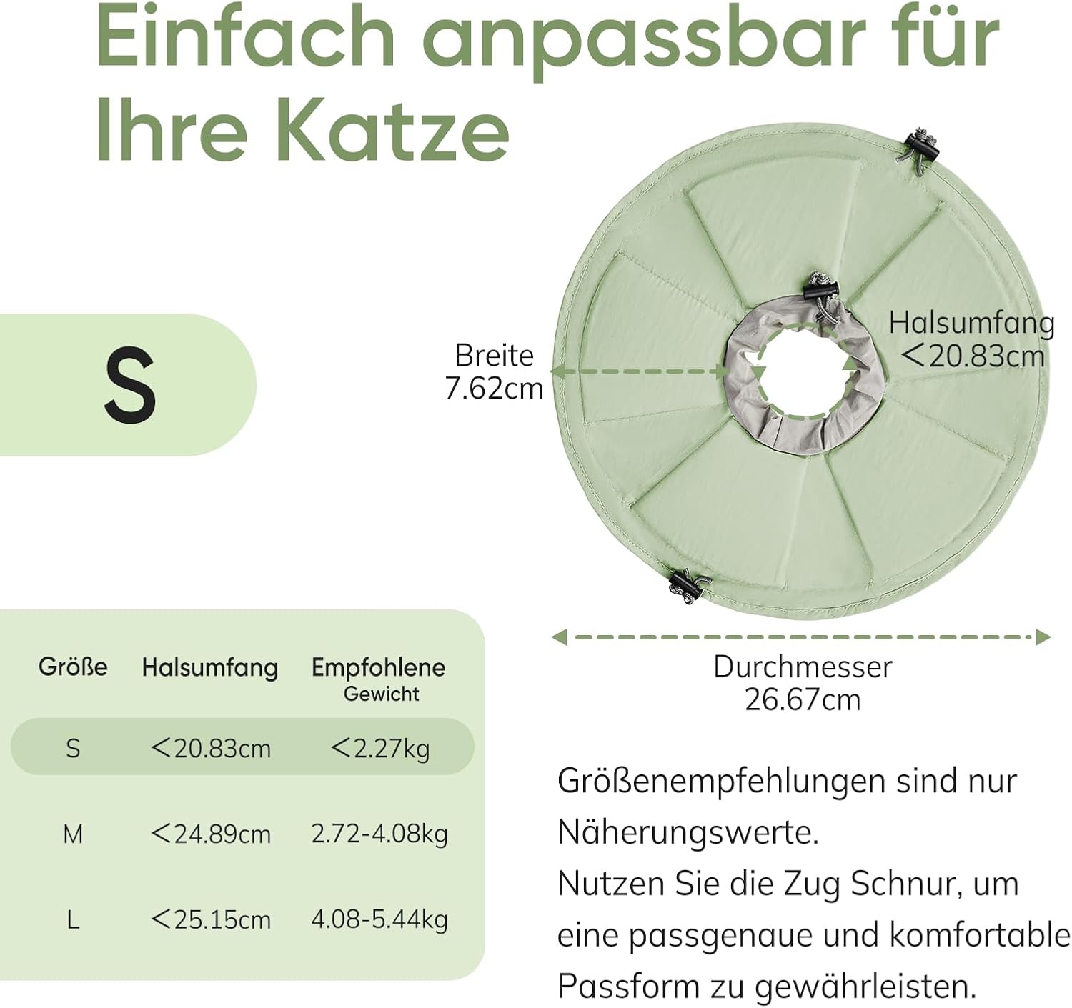 Thumbnail 5 de Supet weiche Halskrause für Katzen – verstellbar, Elisabethanhalskrause (Grüne Blume, S)