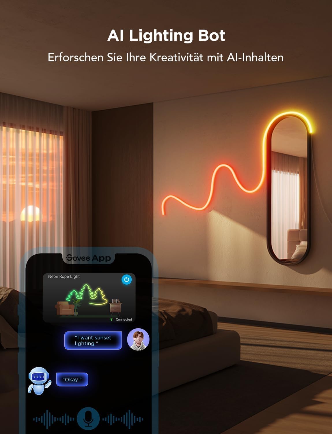 Thumbnail 5 de Govee Neon Rope Light 2 (RGBIC) 10 m mit Form-Mapping – Smart-LED-Streifen für Wanddekoration
