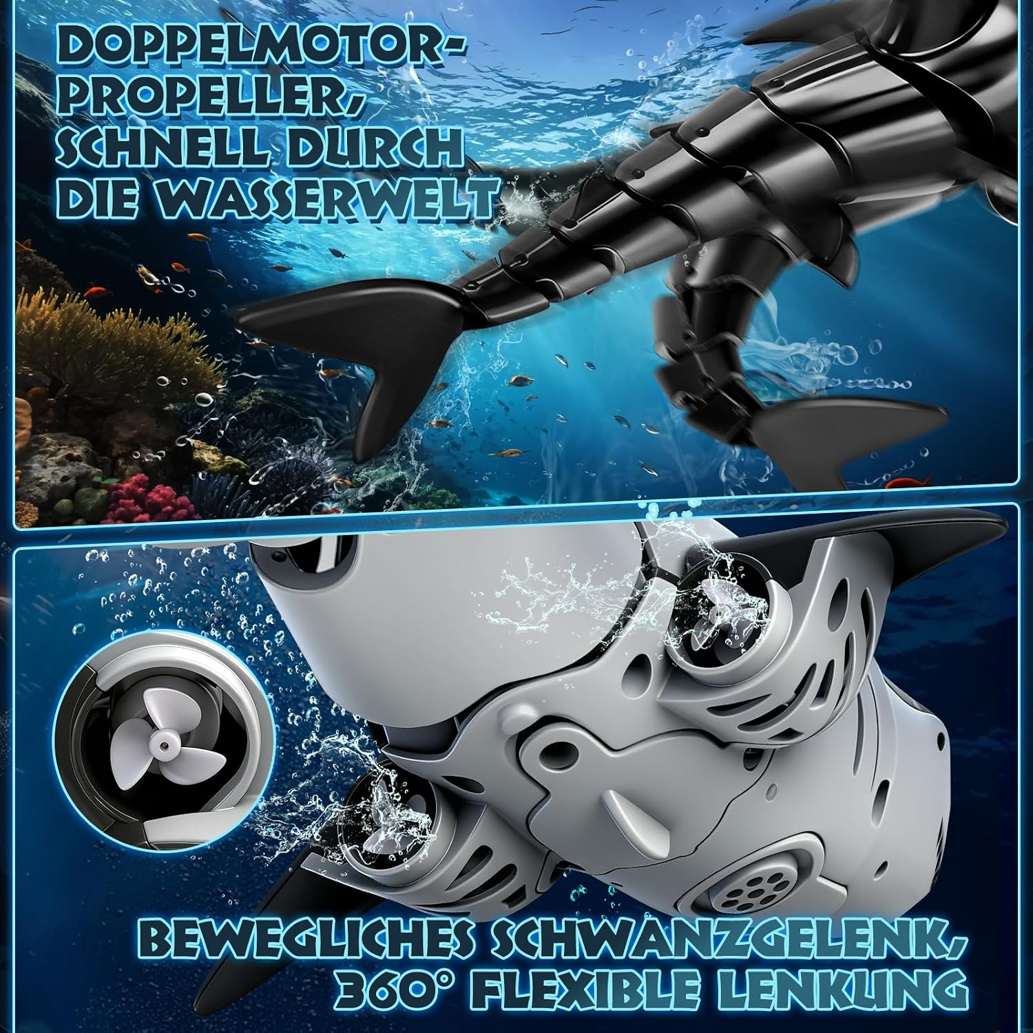 Thumbnail 3 de YOOHBERRYS Ferngesteuerter Hai mit Licht- und Wassersprühfunktion – 2,4 GHz, wasserdichtes Design